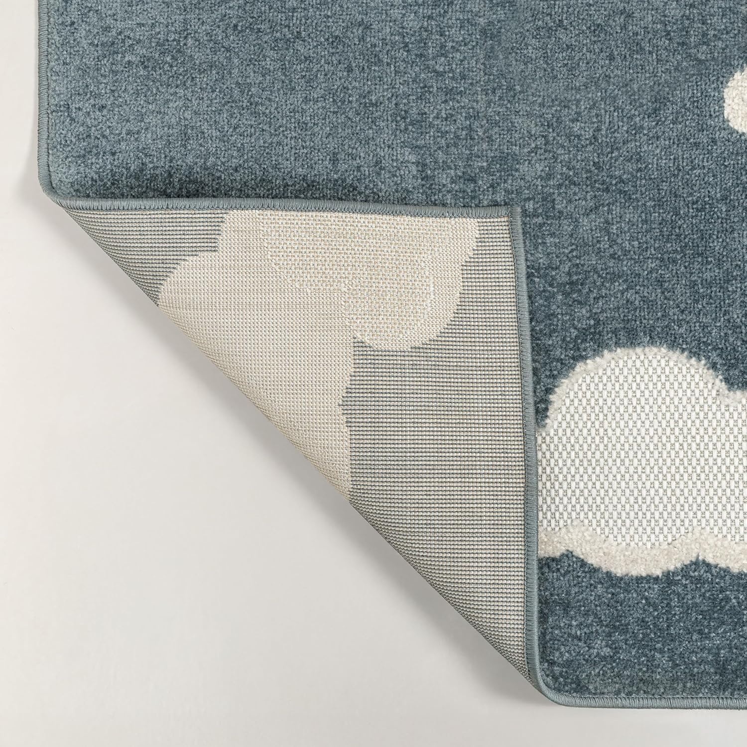 image:imageJONATHAN Y Hedwig HighLow Cloud Blue 5x5 Square IndoorOutdoor Area Rug Youth Scandi Kids Modern Cottage Transitional for BedroomKitchenLiving RoomNon SheddingEasyWashing SCN105A5SQDark BlueIvory