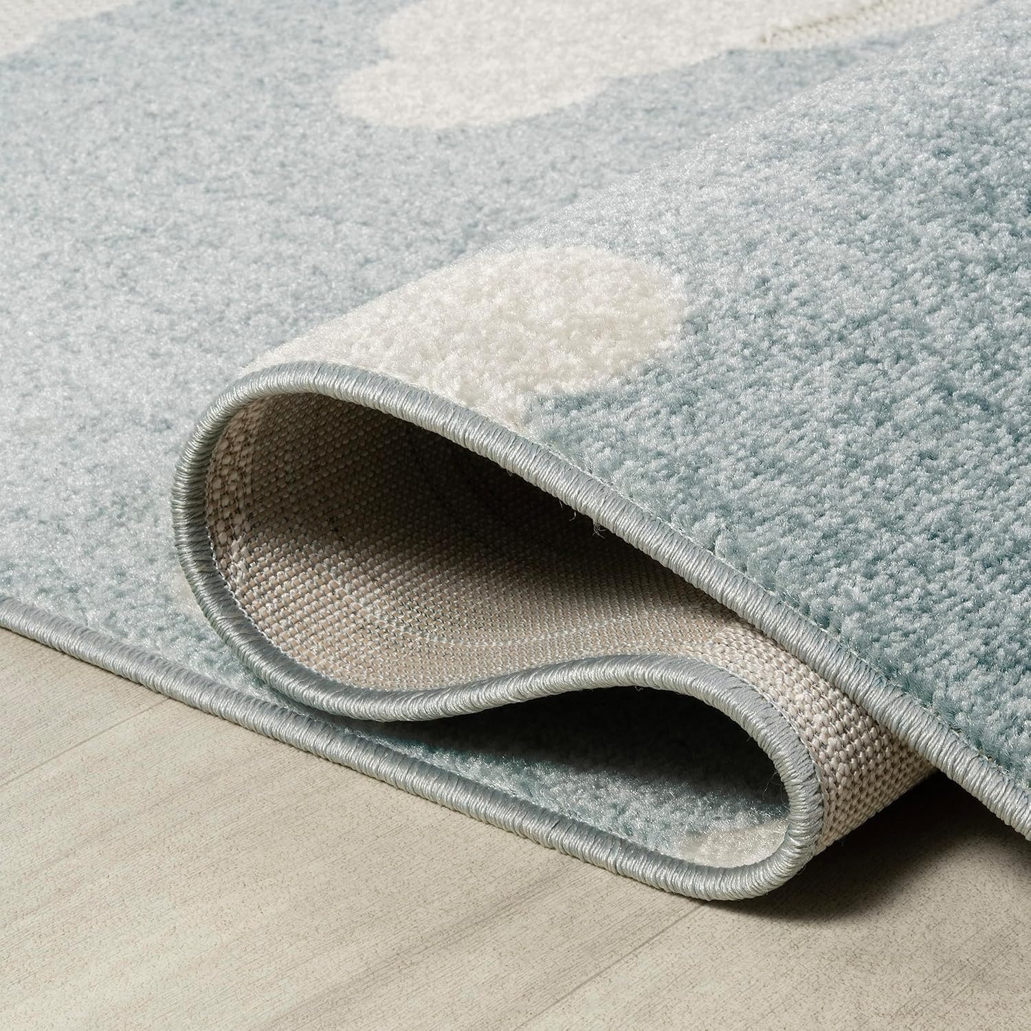 image:imageJONATHAN Y Hedwig HighLow Cloud Blue 5x5 Square IndoorOutdoor Area Rug Youth Scandi Kids Modern Cottage Transitional for BedroomKitchenLiving RoomNon SheddingEasyWashing SCN105A5SQBlueIvory