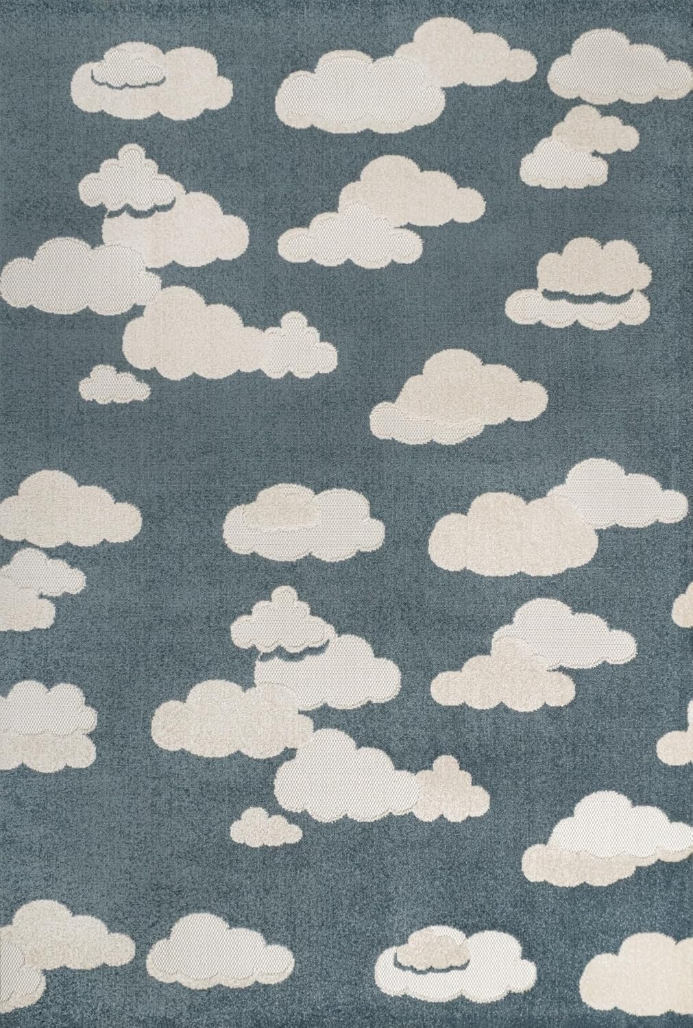 image:imageJONATHAN Y Hedwig HighLow Cloud Blue 5x5 Square IndoorOutdoor Area Rug Youth Scandi Kids Modern Cottage Transitional for BedroomKitchenLiving RoomNon SheddingEasyWashing SCN105A5SQDark BlueIvory