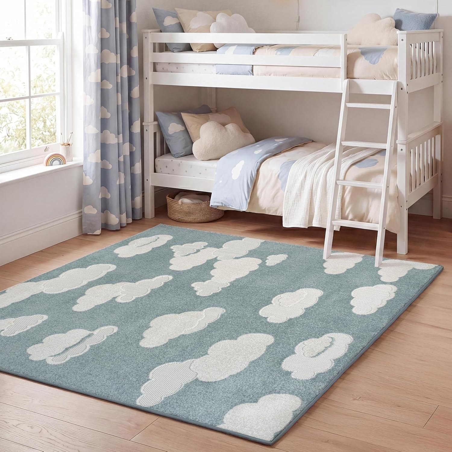 image:imageJONATHAN Y Hedwig HighLow Cloud Blue 5x5 Square IndoorOutdoor Area Rug Youth Scandi Kids Modern Cottage Transitional for BedroomKitchenLiving RoomNon SheddingEasyWashing SCN105A5SQBlueIvory