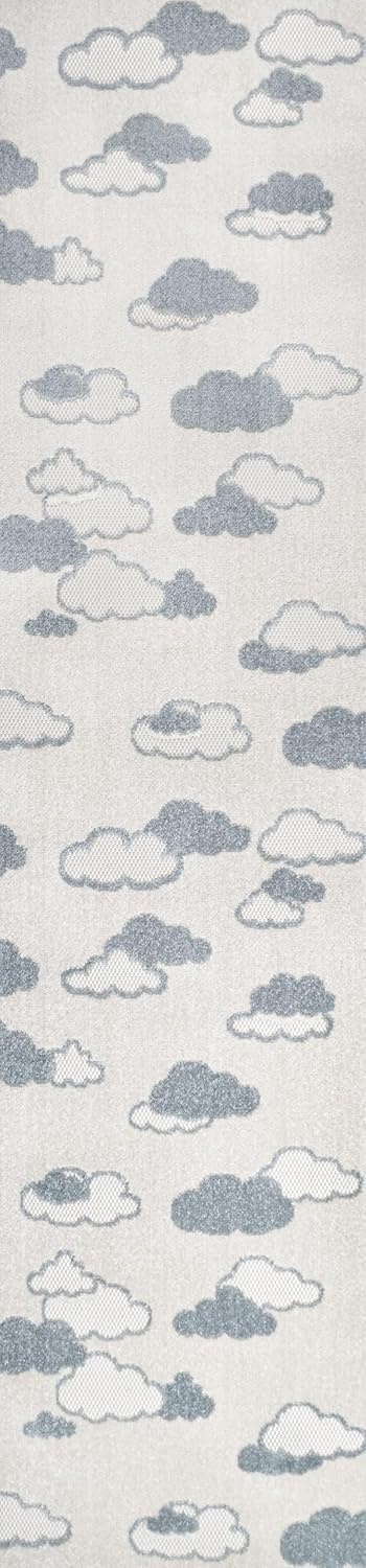image:imageJONATHAN Y Hedwig HighLow Cloud Blue 5x5 Square IndoorOutdoor Area Rug Youth Scandi Kids Modern Cottage Transitional for BedroomKitchenLiving RoomNon SheddingEasyWashing SCN105A5SQIvoryBlue