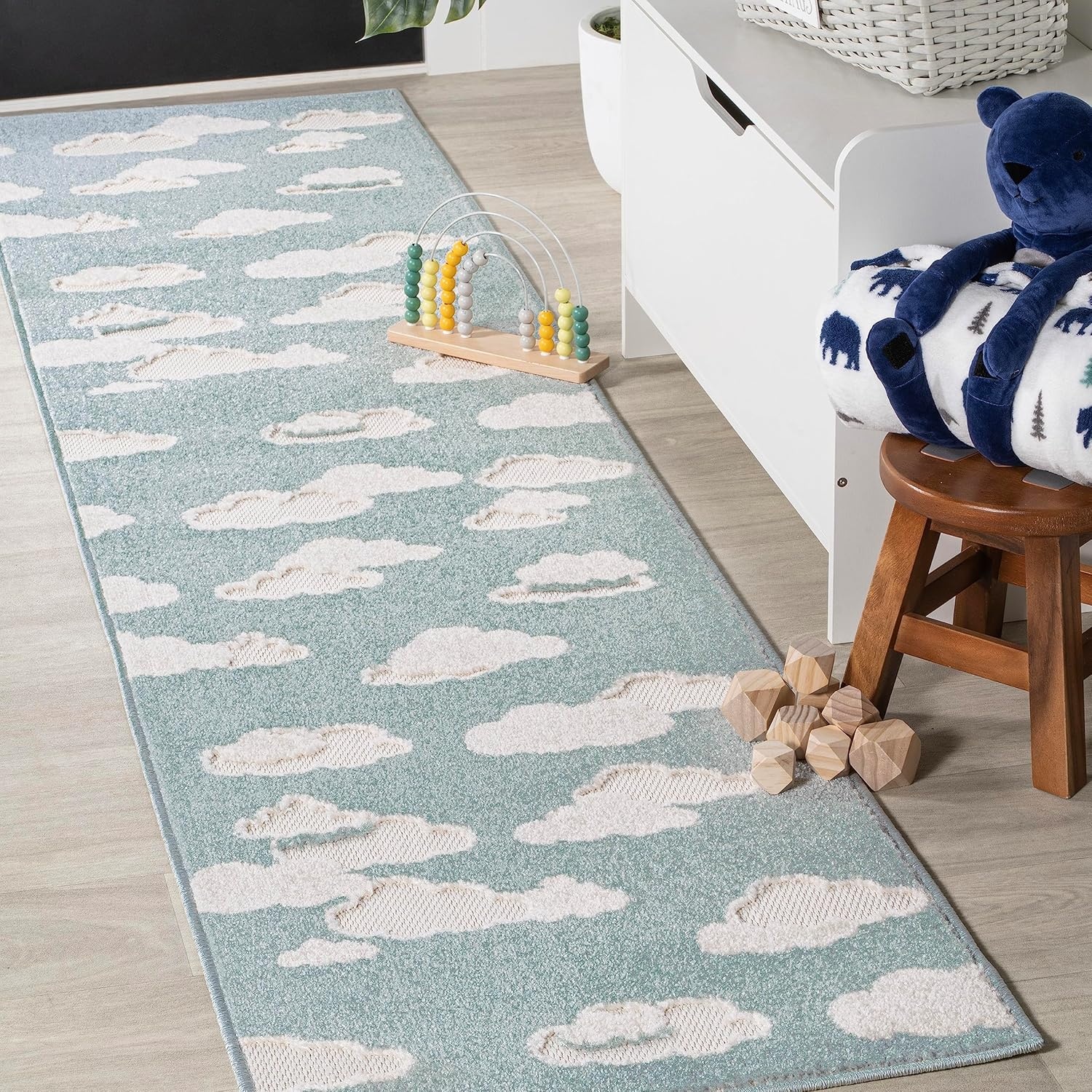 image:imageJONATHAN Y Hedwig HighLow Cloud Blue 5x5 Square IndoorOutdoor Area Rug Youth Scandi Kids Modern Cottage Transitional for BedroomKitchenLiving RoomNon SheddingEasyWashing SCN105A5SQBlueIvory