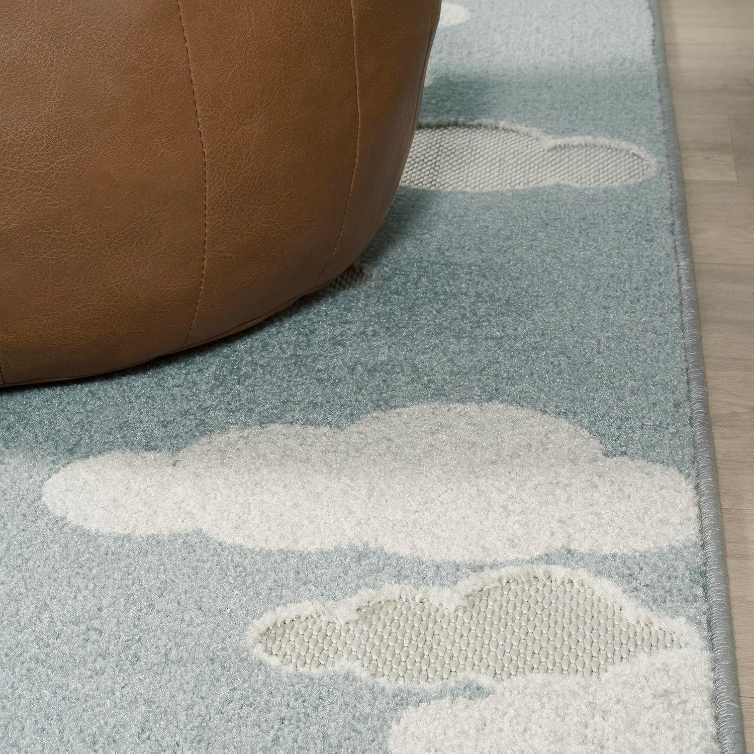image:imageJONATHAN Y Hedwig HighLow Cloud Blue 5x5 Square IndoorOutdoor Area Rug Youth Scandi Kids Modern Cottage Transitional for BedroomKitchenLiving RoomNon SheddingEasyWashing SCN105A5SQBlueIvory