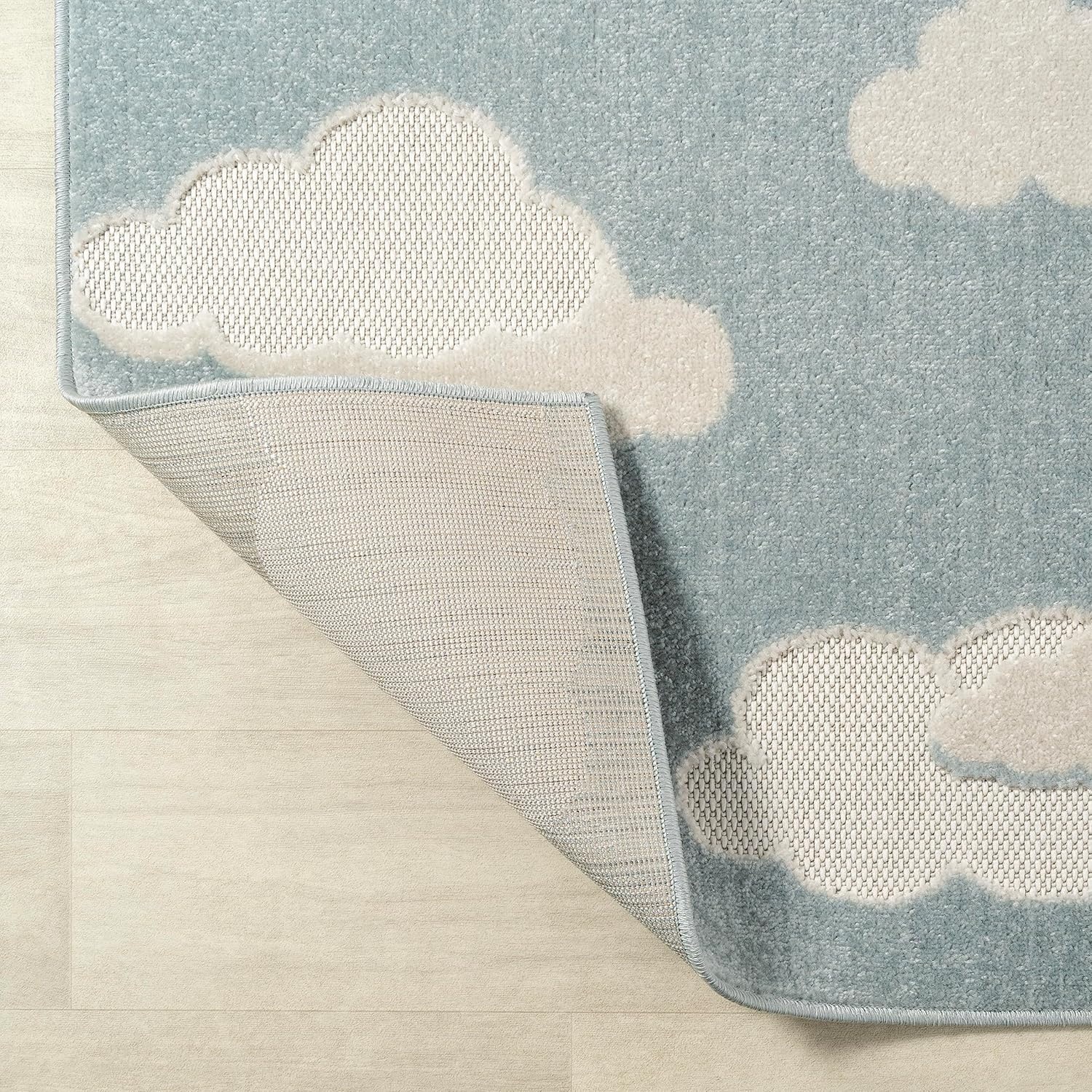 image:imageJONATHAN Y Hedwig HighLow Cloud Blue 5x5 Square IndoorOutdoor Area Rug Youth Scandi Kids Modern Cottage Transitional for BedroomKitchenLiving RoomNon SheddingEasyWashing SCN105A5SQBlueIvory