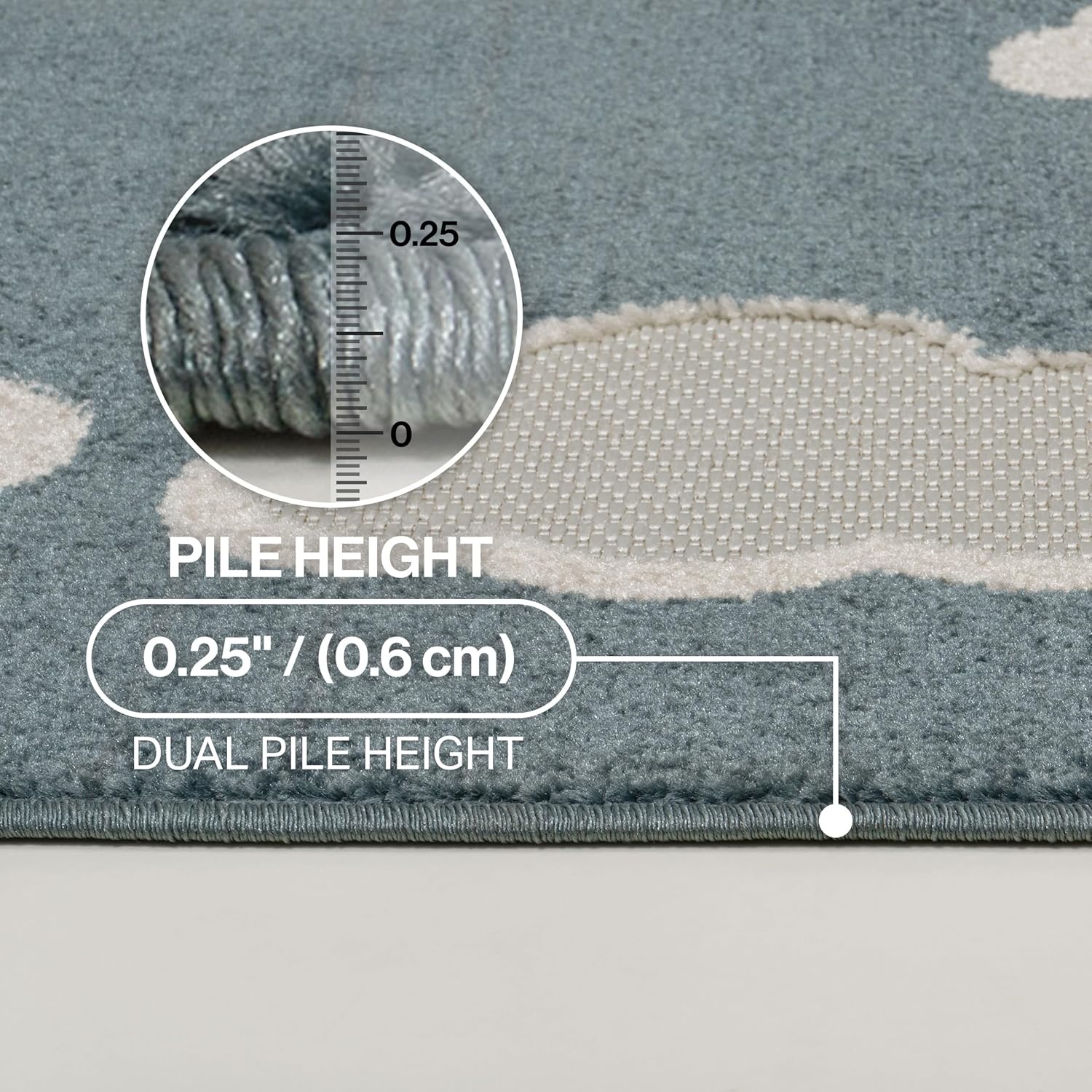 image:imageJONATHAN Y Hedwig HighLow Cloud Blue 5x5 Square IndoorOutdoor Area Rug Youth Scandi Kids Modern Cottage Transitional for BedroomKitchenLiving RoomNon SheddingEasyWashing SCN105A5SQDark BlueIvory