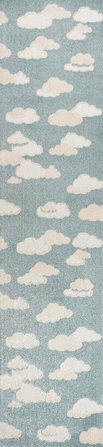 image:imageJONATHAN Y Hedwig HighLow Cloud Blue 5x5 Square IndoorOutdoor Area Rug Youth Scandi Kids Modern Cottage Transitional for BedroomKitchenLiving RoomNon SheddingEasyWashing SCN105A5SQBlueIvory