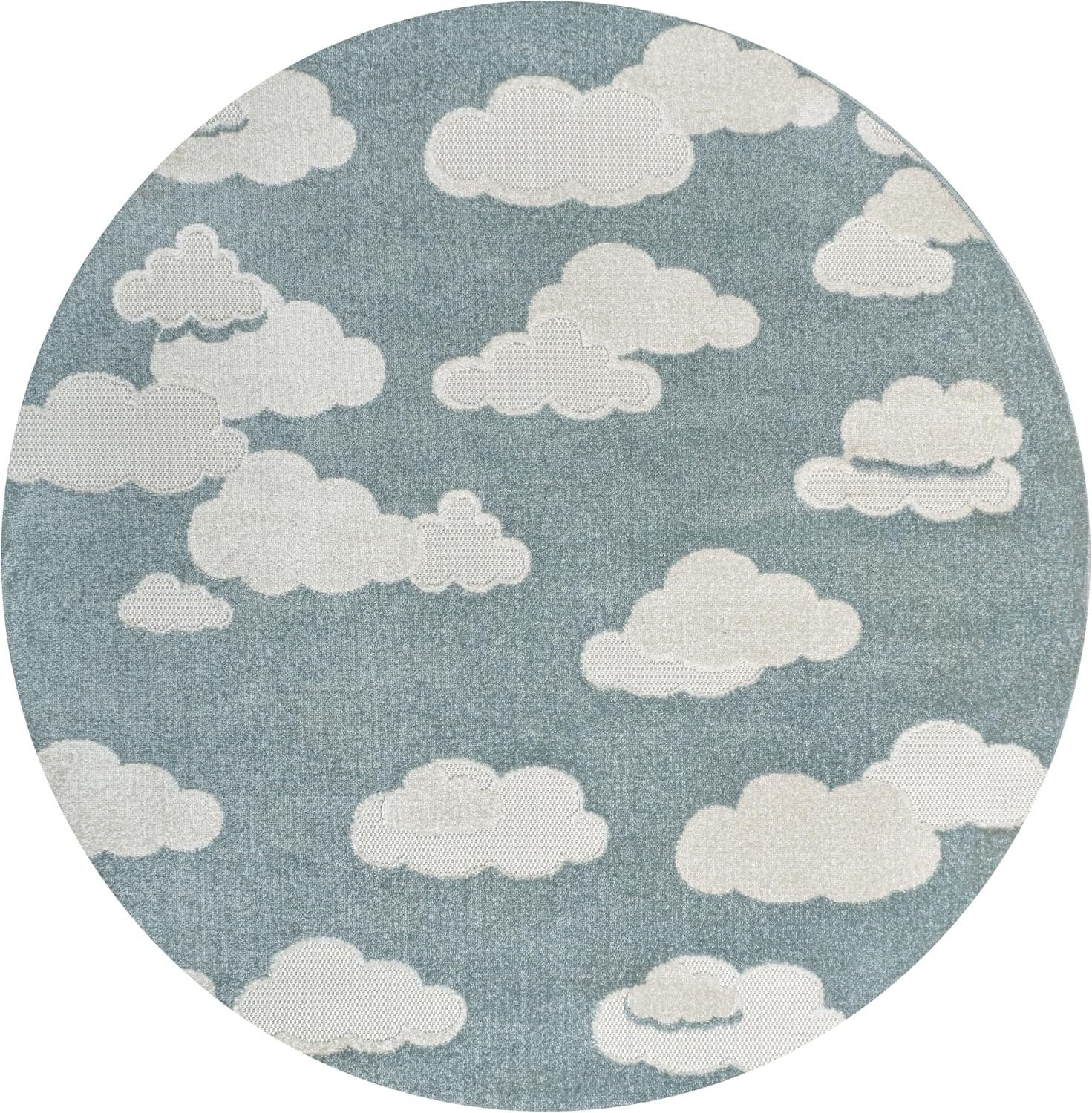 image:imageJONATHAN Y Hedwig HighLow Cloud Blue 5x5 Square IndoorOutdoor Area Rug Youth Scandi Kids Modern Cottage Transitional for BedroomKitchenLiving RoomNon SheddingEasyWashing SCN105A5SQBlueIvory