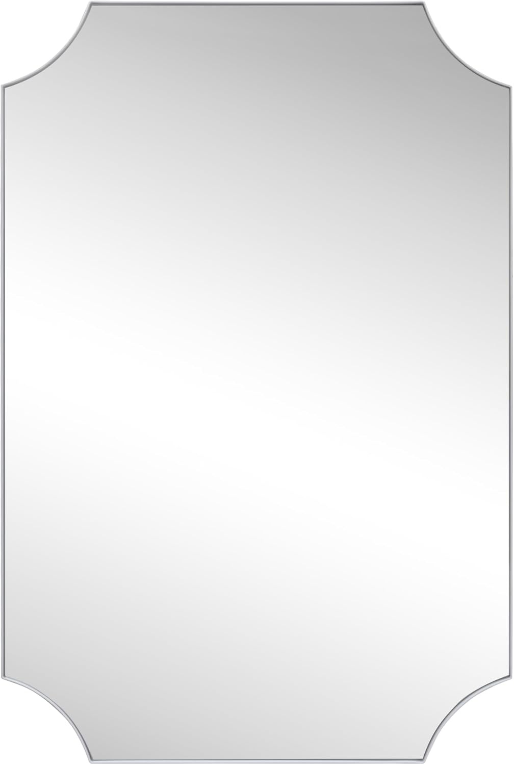 image:imageJONATHAN Y Helga Aluminum Metal Wall Mounted Mirror 24 x 36 Rectangular Scallop Beveled Corner with HD Glass for Living Room and Bedroom Modern Glossy Gold Finish Decorative Vanity Mirror MIR230BNickel