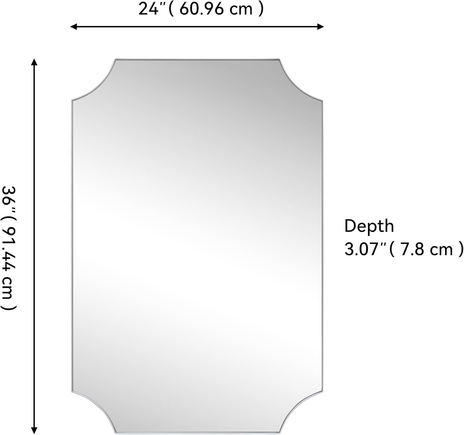 image:imageJONATHAN Y Helga Aluminum Metal Wall Mounted Mirror 24 x 36 Rectangular Scallop Beveled Corner with HD Glass for Living Room and Bedroom Modern Glossy Gold Finish Decorative Vanity Mirror MIR230BNickel