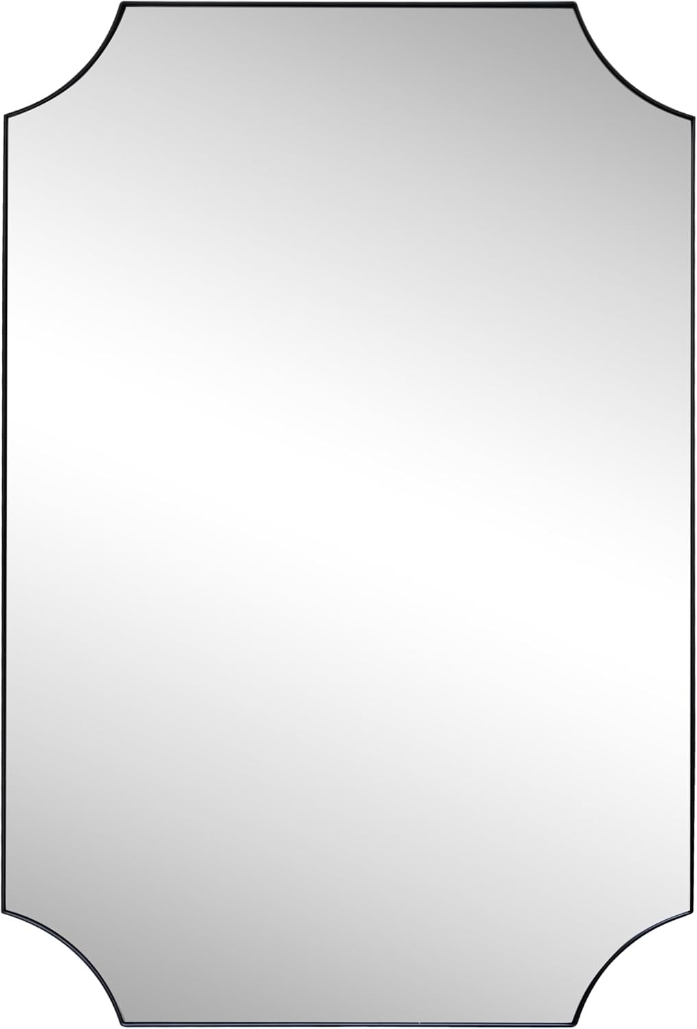 image:imageJONATHAN Y Helga Aluminum Metal Wall Mounted Mirror 24 x 36 Rectangular Scallop Beveled Corner with HD Glass for Living Room and Bedroom Modern Glossy Gold Finish Decorative Vanity Mirror MIR230BBlack