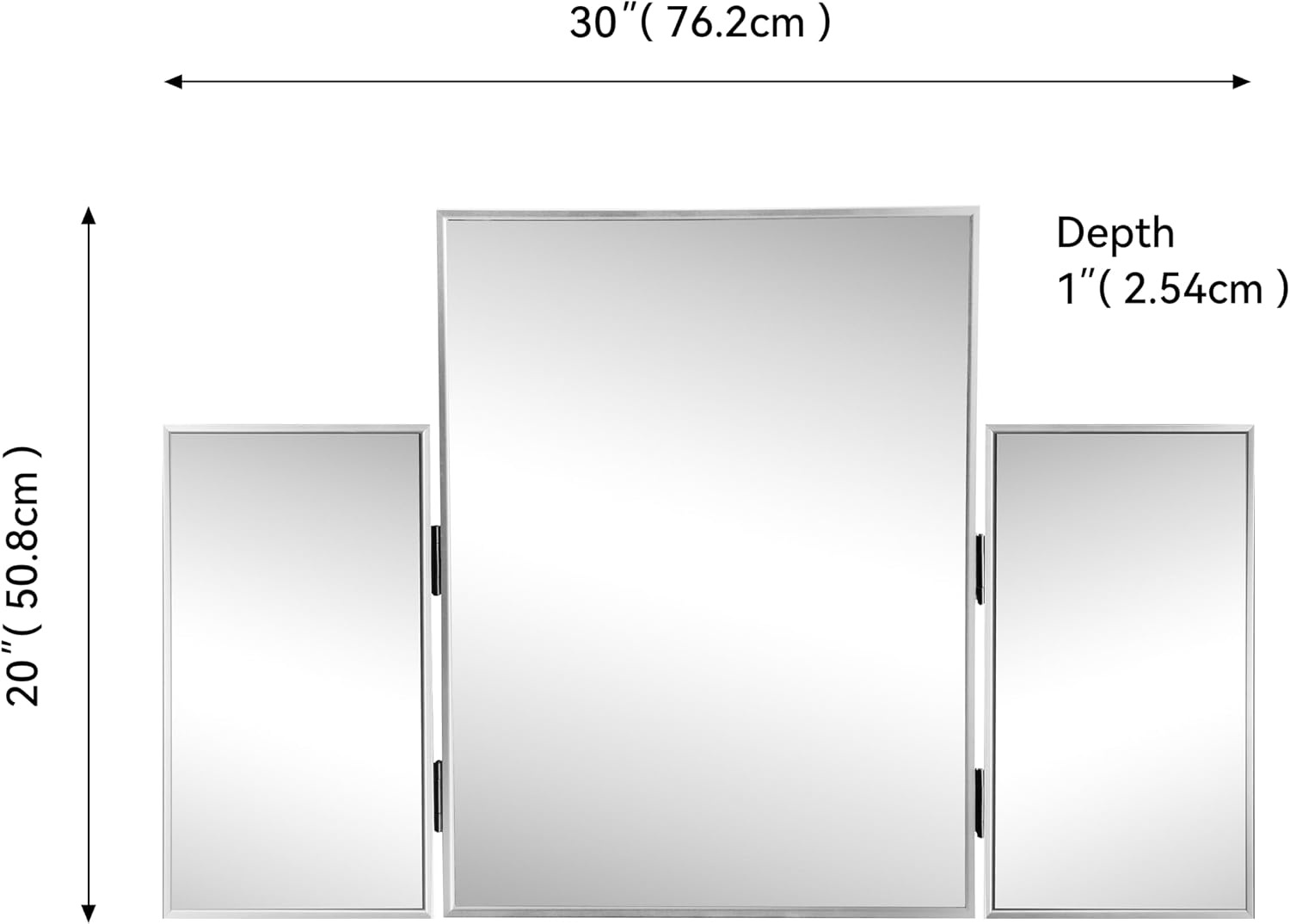 image:imageJONATHAN Y Orthos Aluminum 3Way Trifold Vanity Mirror 30 x 20 Gold Rectangular Metal Framed Adjustable Mirror for Tabletop and Wall Mount Modern Glam for Dressing Room and Bedroom MIR219BNickel