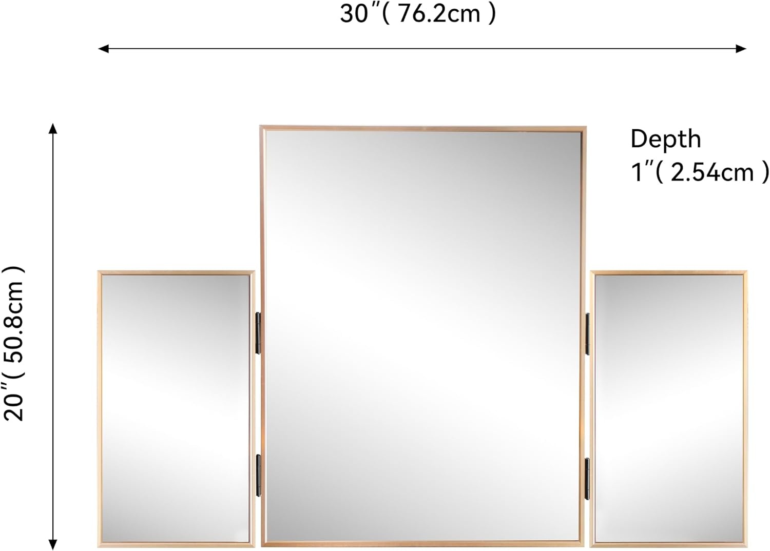 image:imageJONATHAN Y Orthos Aluminum 3Way Trifold Vanity Mirror 30 x 20 Gold Rectangular Metal Framed Adjustable Mirror for Tabletop and Wall Mount Modern Glam for Dressing Room and Bedroom MIR219BGold