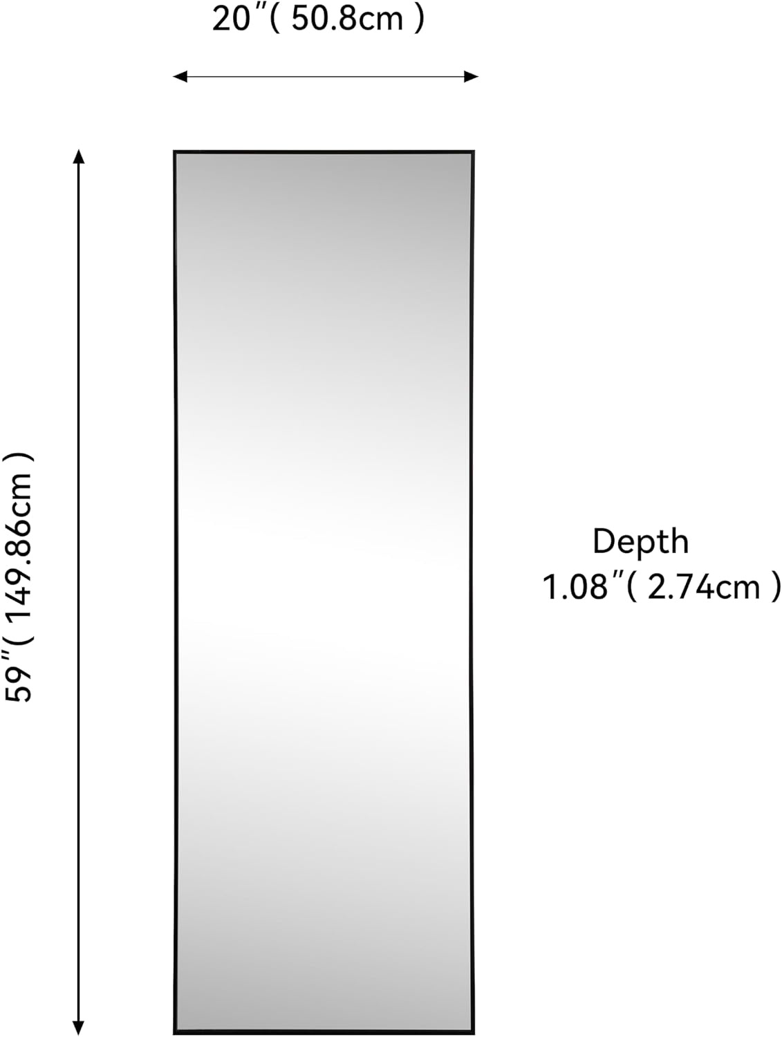 image:imageJONATHAN Y Strait Aluminum Full Length Rectangular Mirror 20 x 59 Nickel Glossy Metal Frame for Bedroom and Living Room Modern Minimalist Wall Mounted and Leaner Large Body Mirror MIR228CBlack
