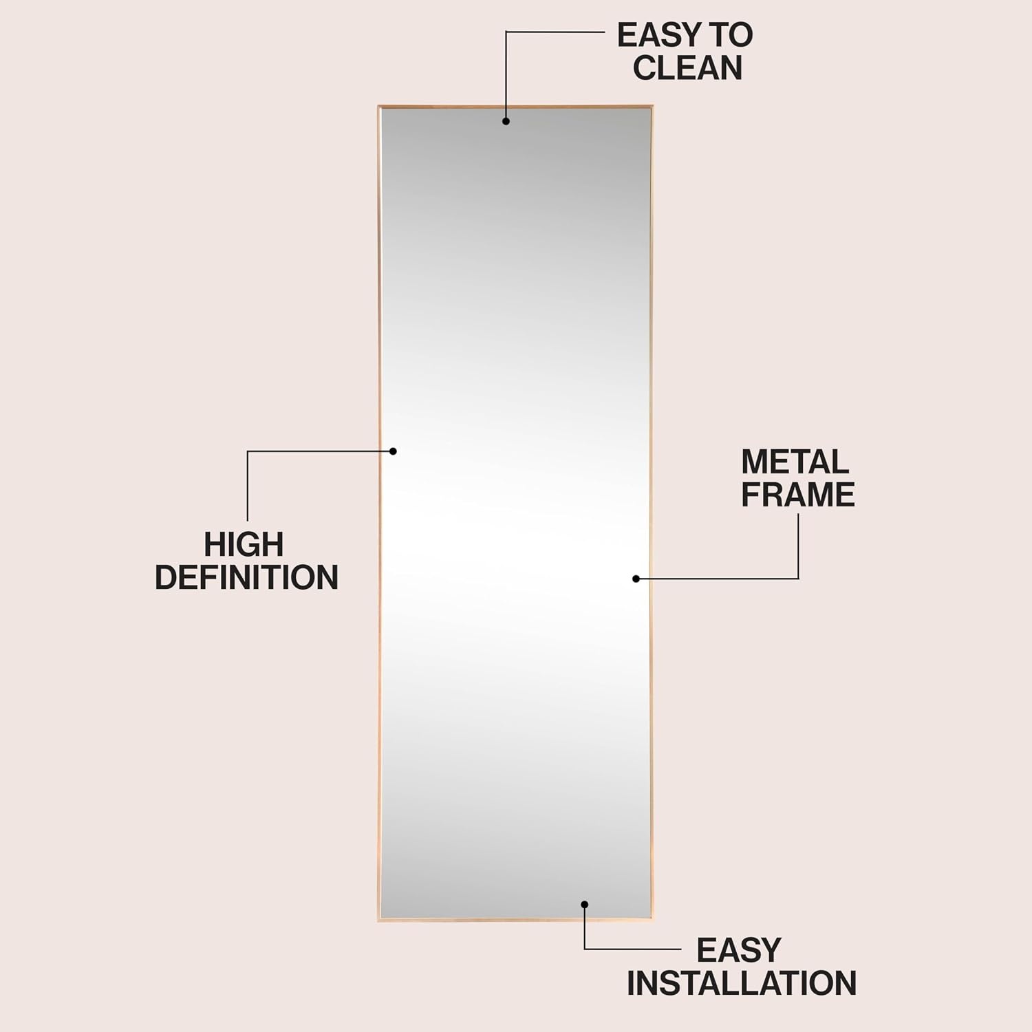 image:imageJONATHAN Y Strait Aluminum Full Length Rectangular Mirror 20 x 59 Nickel Glossy Metal Frame for Bedroom and Living Room Modern Minimalist Wall Mounted and Leaner Large Body Mirror MIR228CGold