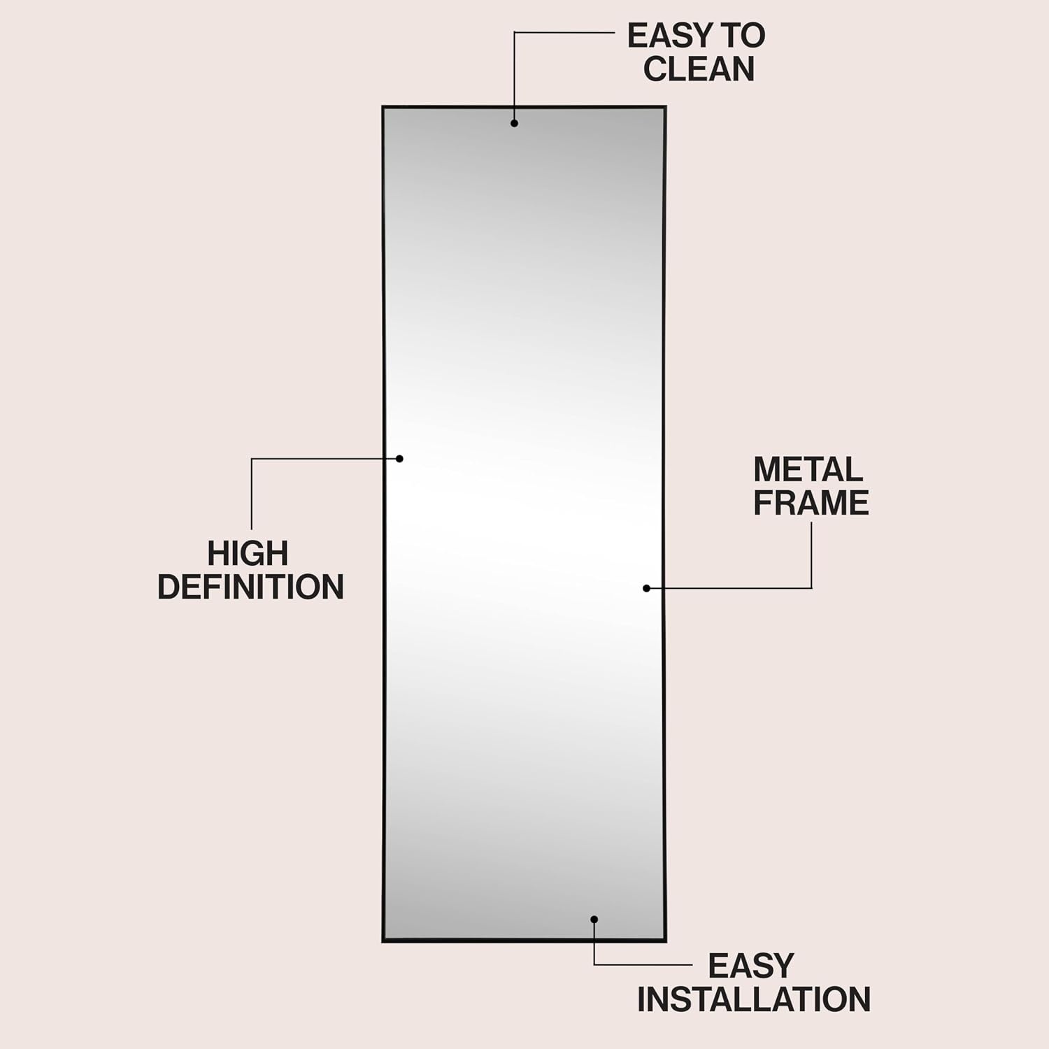 image:imageJONATHAN Y Strait Aluminum Full Length Rectangular Mirror 20 x 59 Nickel Glossy Metal Frame for Bedroom and Living Room Modern Minimalist Wall Mounted and Leaner Large Body Mirror MIR228CBlack