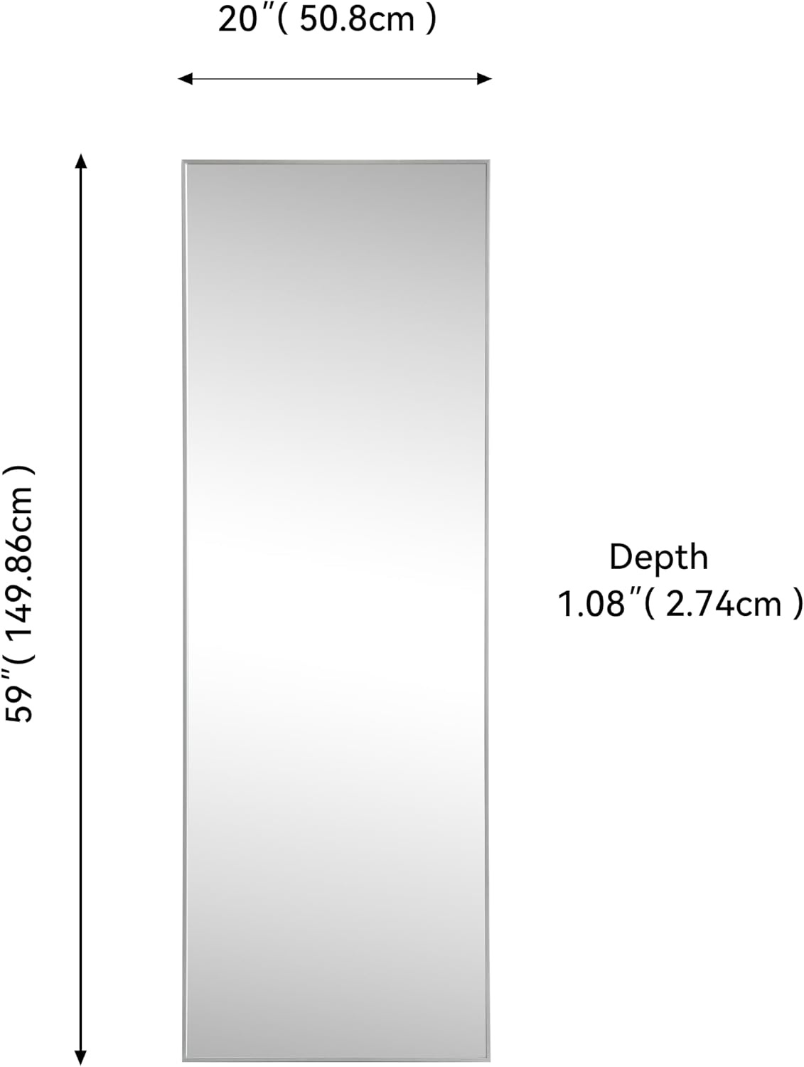 image:imageJONATHAN Y Strait Aluminum Full Length Rectangular Mirror 20 x 59 Nickel Glossy Metal Frame for Bedroom and Living Room Modern Minimalist Wall Mounted and Leaner Large Body Mirror MIR228CNickel