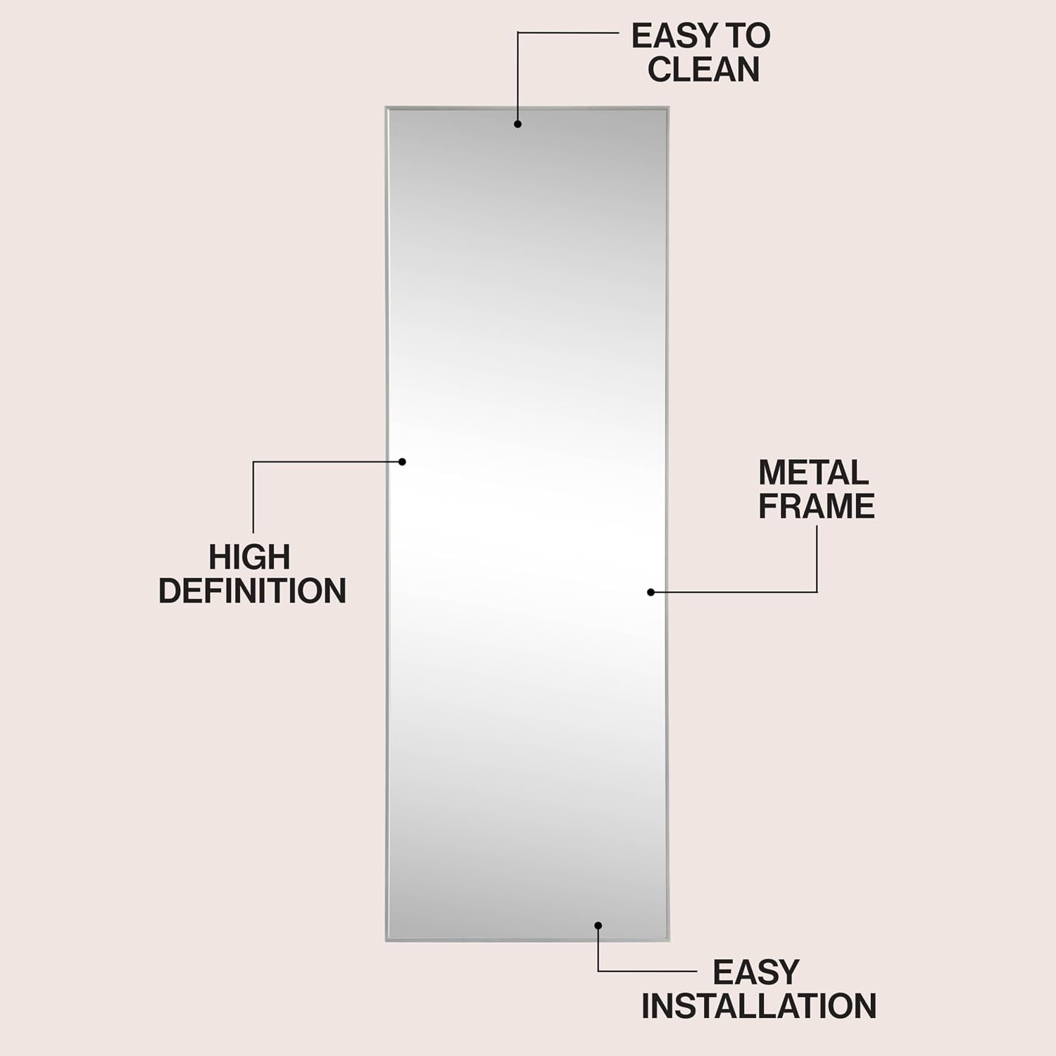 image:imageJONATHAN Y Strait Aluminum Full Length Rectangular Mirror 20 x 59 Nickel Glossy Metal Frame for Bedroom and Living Room Modern Minimalist Wall Mounted and Leaner Large Body Mirror MIR228CNickel