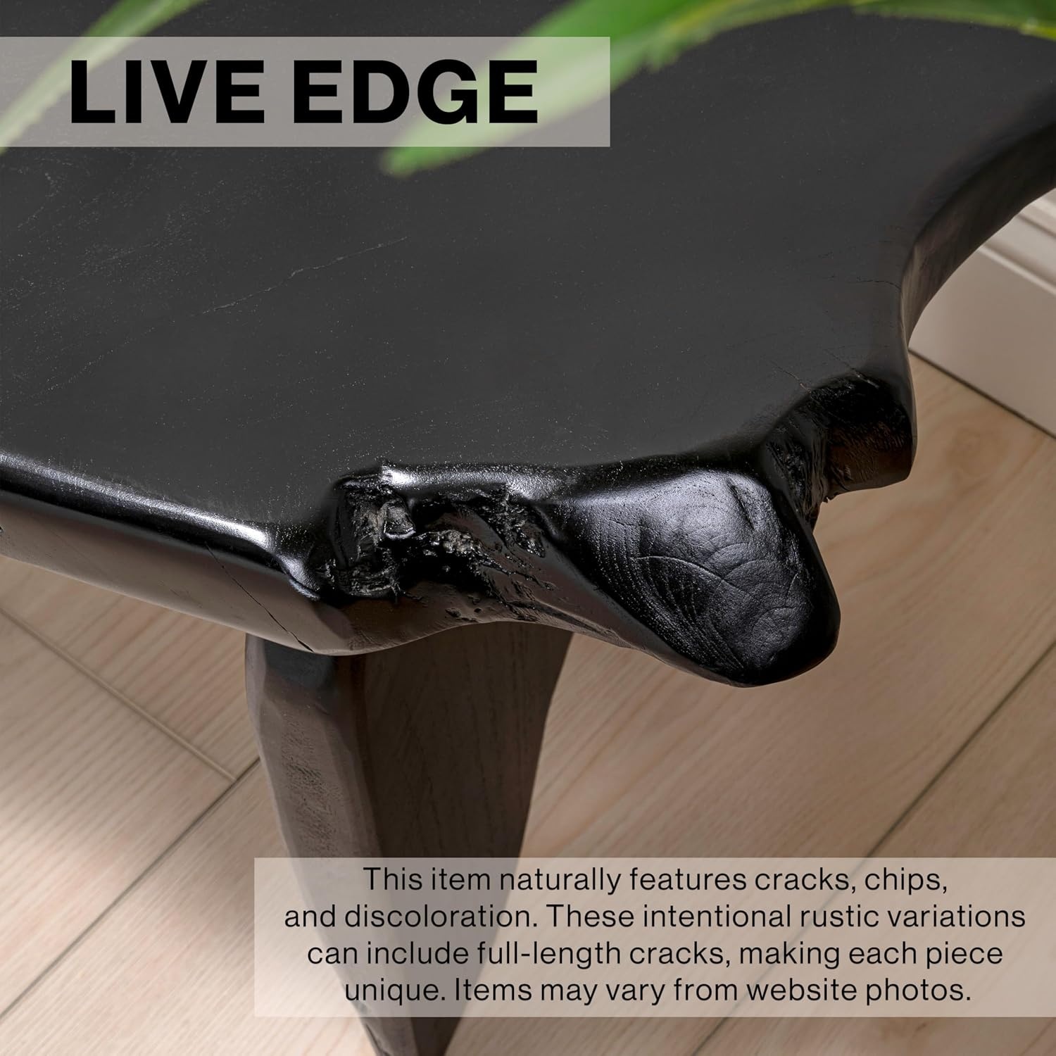 image:imageJONATHAN Y Stumpy Solid Teak Wood Live Edge Entryway Bench 35 Rustic Handmade Backless Accent Seat for Living Room Hallway amp Bedroom Black Finish BNH300BBlack