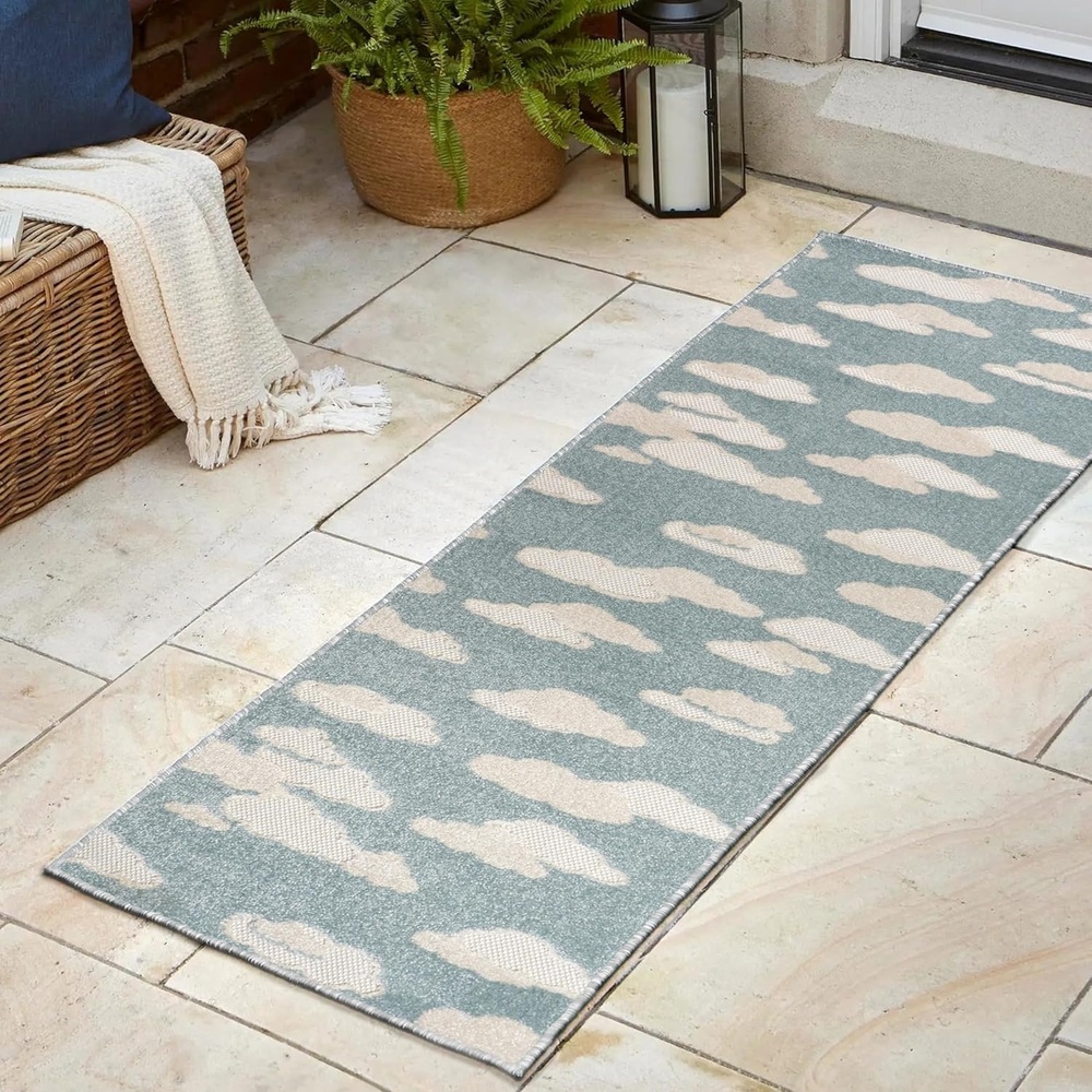 image:imageJONATHAN Y Hedwig HighLow Cloud Blue 5x5 Square IndoorOutdoor Area Rug Youth Scandi Kids Modern Cottage Transitional for BedroomKitchenLiving RoomNon SheddingEasyWashing SCN105A5SQBlueIvory