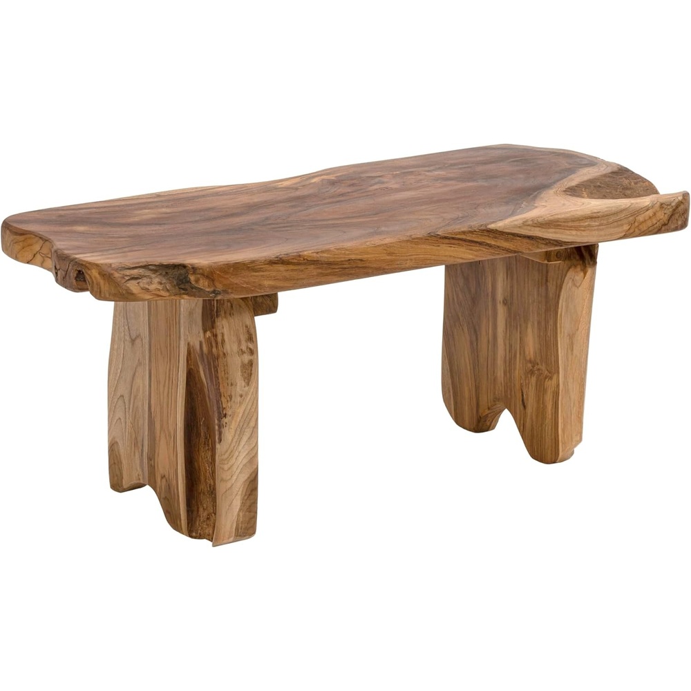 image:imageJONATHAN Y Stumpy Solid Teak Wood Live Edge Entryway Bench 35 Rustic Handmade Backless Accent Seat for Living Room Hallway amp Bedroom Black Finish BNH300BNatural