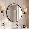 JONATHAN Y Eclipse Aluminum Metal Framed Round Wall Mirror 24″ Gold Circle Wall Mounted Vanity Mirror for Bathroom Entryway and Living Room with Modern Minimalist Design and HD Glass MIR222B(Black)