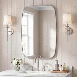 JONATHAN Y Cassian Aluminum Metal Framed Wall Mounted Mirror 24″ x 36″ Glossy Gold Capsule Oblong Oval Modern Floating Mirror for Bathroom and Entryway with Horizontal or Vertical Hanging MIR227B(Nickel)