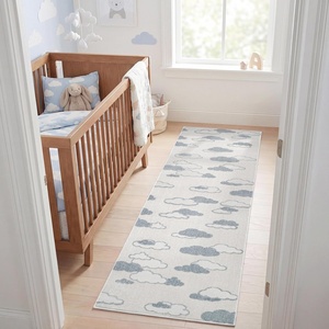 JONATHAN Y Hedwig High-Low Cloud Blue 5×5 Square Indoor/Outdoor Area Rug, Youth Scandi, Kids, Modern, Cottage, Transitional for Bedroom,Kitchen,Living Room,Non Shedding,Easy-Washing (SCN105A-5SQ)(Ivory/Blue)