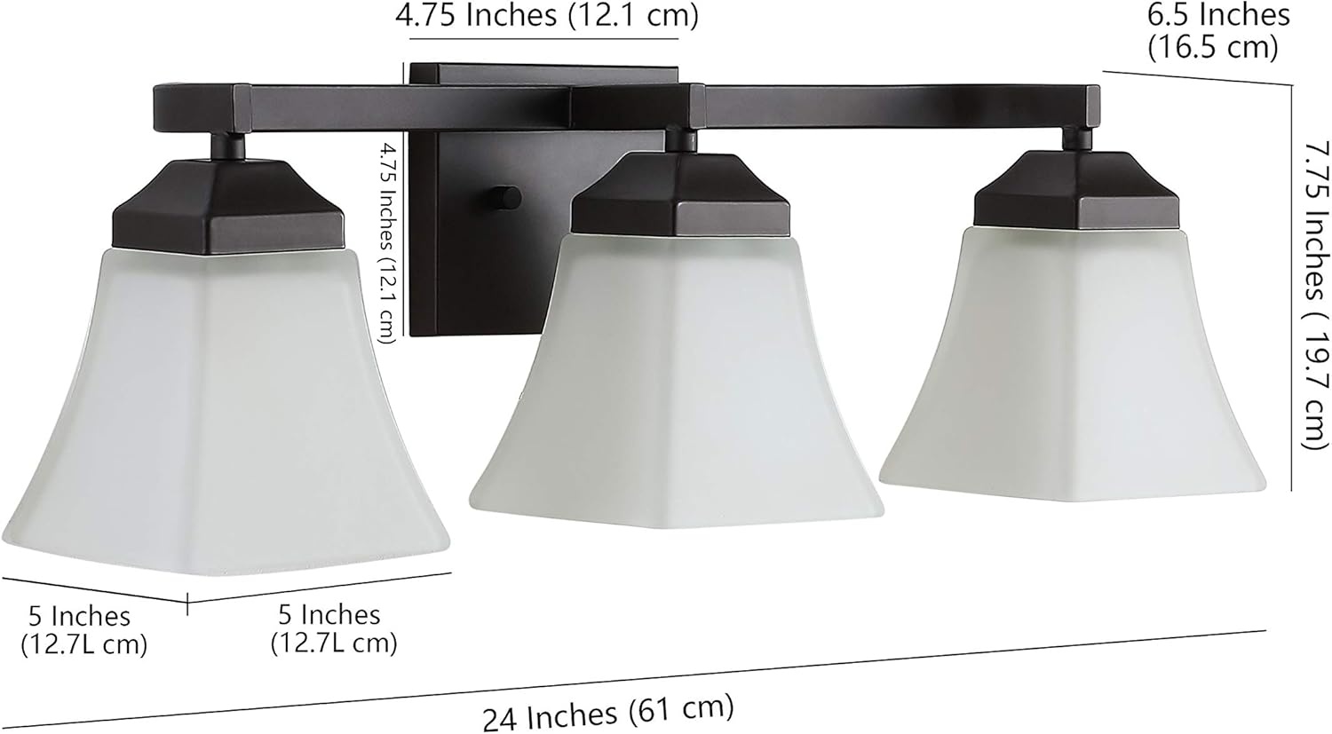 image:imageJONATHAN Y 395 Oil Rubbed Bronze White 6Light Metal Glass Rectangular Vanity Light Wall Sconce Traditional Transitional for Bathroom with Frosted Glass Shade Damp Rated LED Bulbs Included JYL7623AOilRubbed Bronze