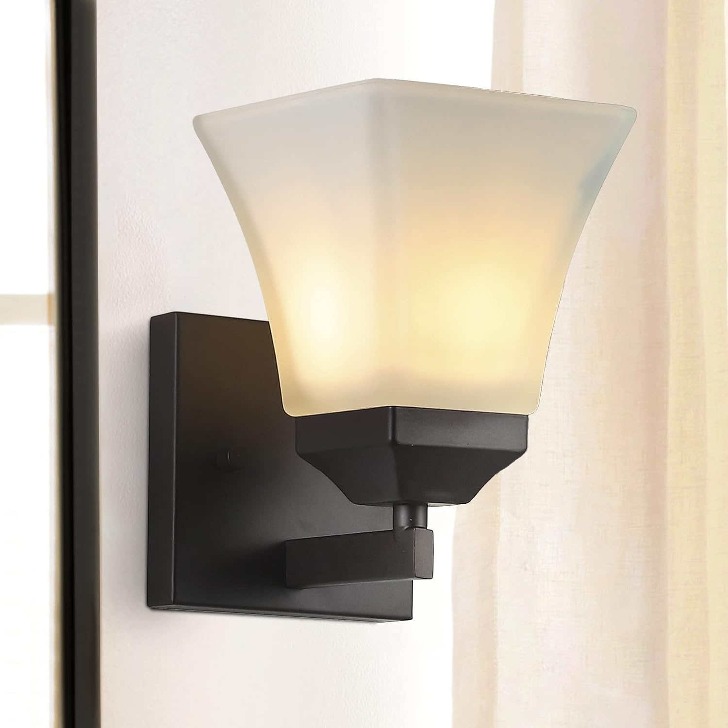 image:imageJONATHAN Y 395 Oil Rubbed Bronze White 6Light Metal Glass Rectangular Vanity Light Wall Sconce Traditional Transitional for Bathroom with Frosted Glass Shade Damp Rated LED Bulbs Included JYL7623AOilRubbed Bronze