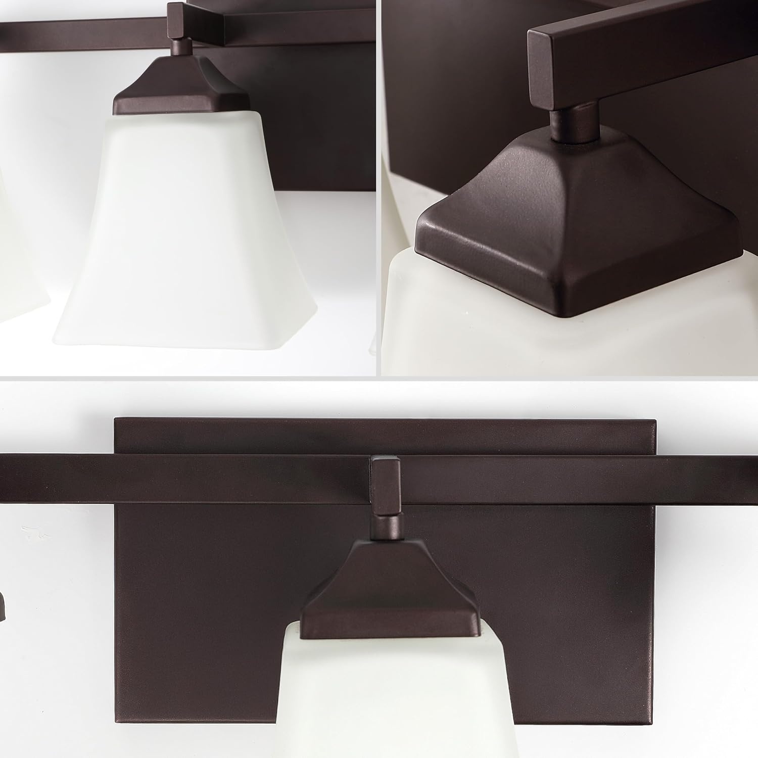 image:imageJONATHAN Y 395 Oil Rubbed Bronze White 6Light Metal Glass Rectangular Vanity Light Wall Sconce Traditional Transitional for Bathroom with Frosted Glass Shade Damp Rated LED Bulbs Included JYL7623AOilRubbed Bronze