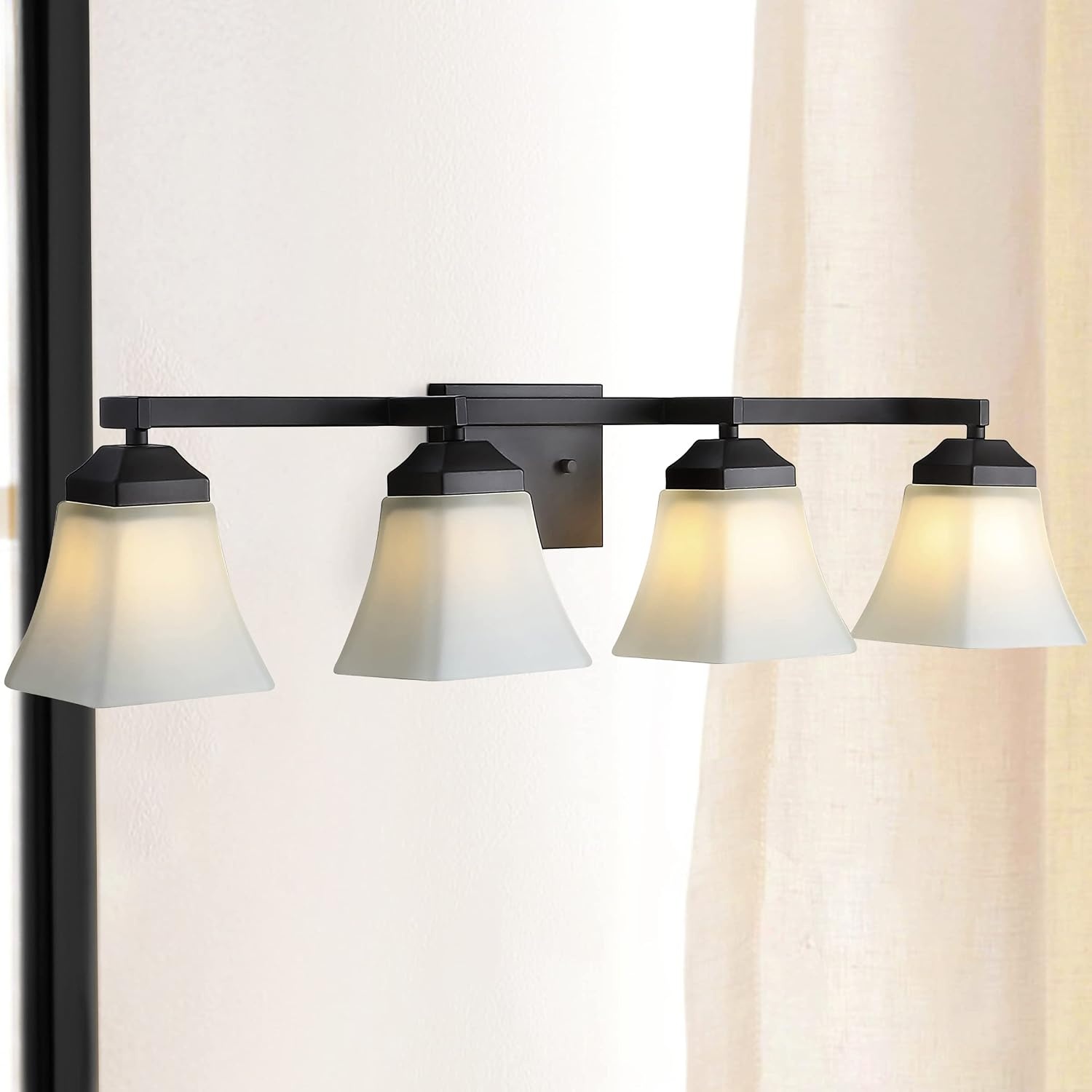 image:imageJONATHAN Y 395 Oil Rubbed Bronze White 6Light Metal Glass Rectangular Vanity Light Wall Sconce Traditional Transitional for Bathroom with Frosted Glass Shade Damp Rated LED Bulbs Included JYL7623AOilRubbed Bronze