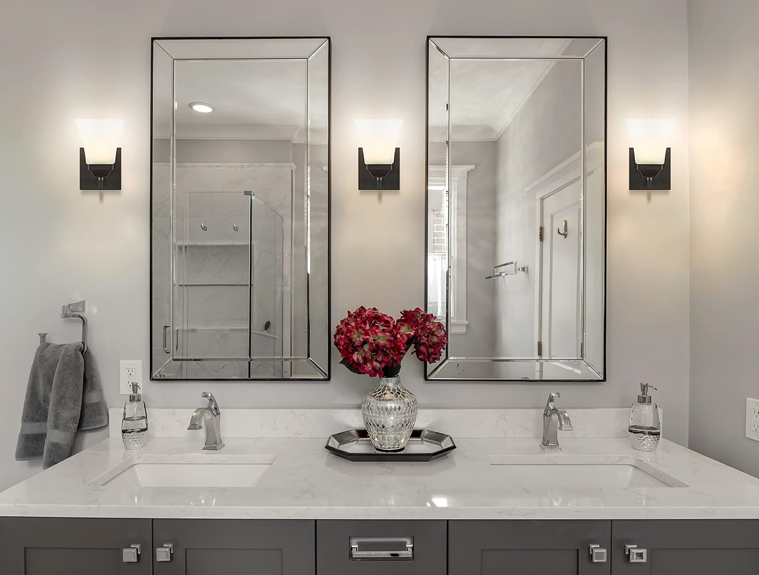 image:imageJONATHAN Y 395 Oil Rubbed Bronze White 6Light Metal Glass Rectangular Vanity Light Wall Sconce Traditional Transitional for Bathroom with Frosted Glass Shade Damp Rated LED Bulbs Included JYL7623AOilRubbed Bronze