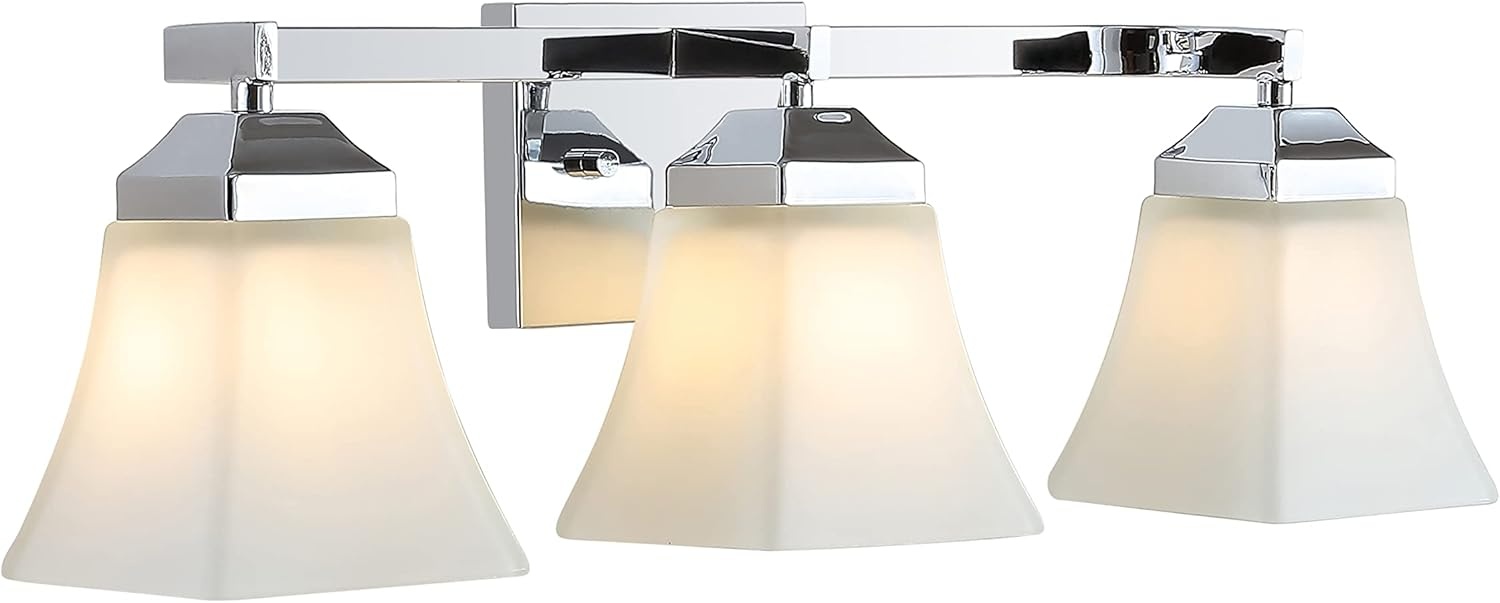 image:imageJONATHAN Y 395 Oil Rubbed Bronze White 6Light Metal Glass Rectangular Vanity Light Wall Sconce Traditional Transitional for Bathroom with Frosted Glass Shade Damp Rated LED Bulbs Included JYL7623AChrome