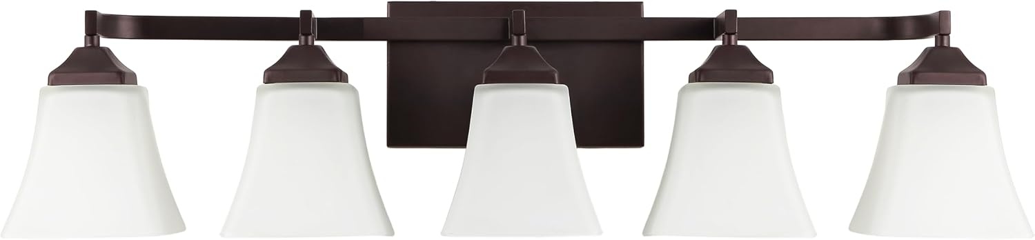 image:imageJONATHAN Y 395 Oil Rubbed Bronze White 6Light Metal Glass Rectangular Vanity Light Wall Sconce Traditional Transitional for Bathroom with Frosted Glass Shade Damp Rated LED Bulbs Included JYL7623AOilRubbed Bronze