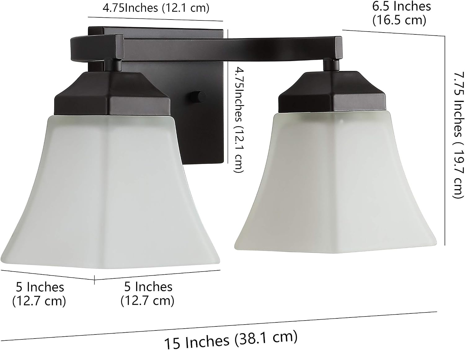image:imageJONATHAN Y 395 Oil Rubbed Bronze White 6Light Metal Glass Rectangular Vanity Light Wall Sconce Traditional Transitional for Bathroom with Frosted Glass Shade Damp Rated LED Bulbs Included JYL7623AOilRubbed Bronze