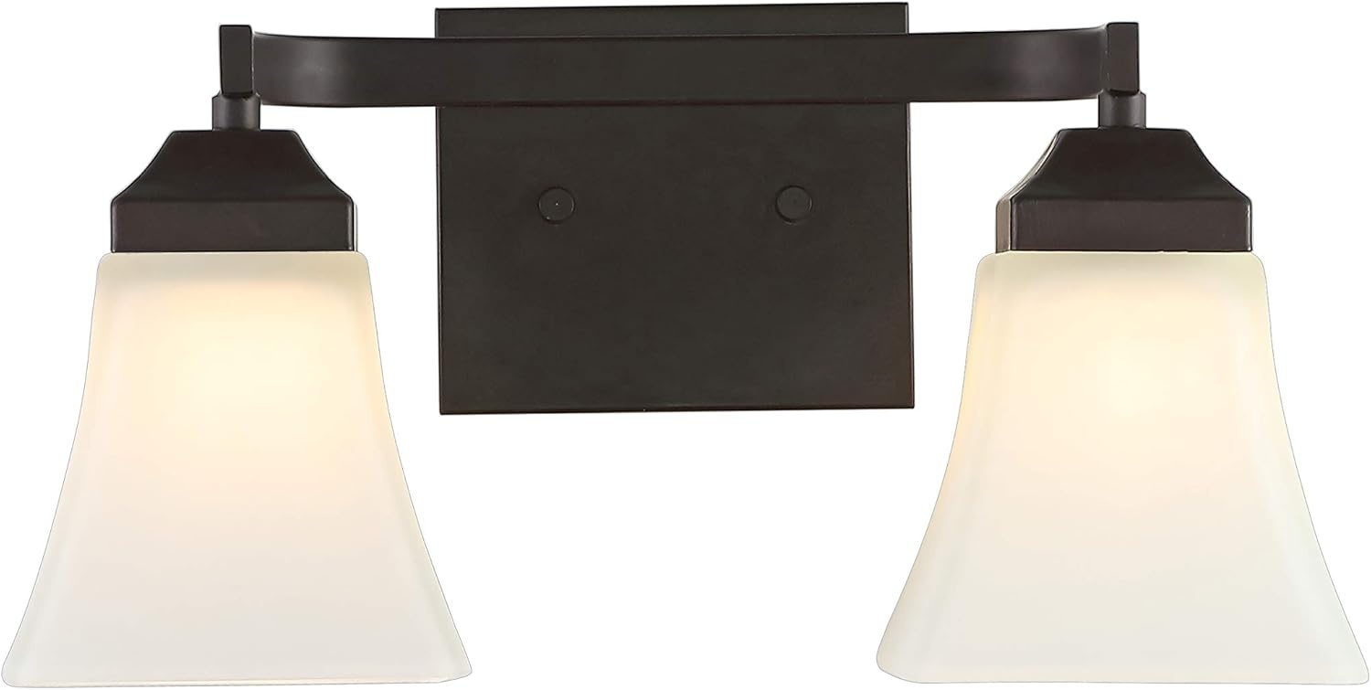 image:imageJONATHAN Y 395 Oil Rubbed Bronze White 6Light Metal Glass Rectangular Vanity Light Wall Sconce Traditional Transitional for Bathroom with Frosted Glass Shade Damp Rated LED Bulbs Included JYL7623AOilRubbed Bronze