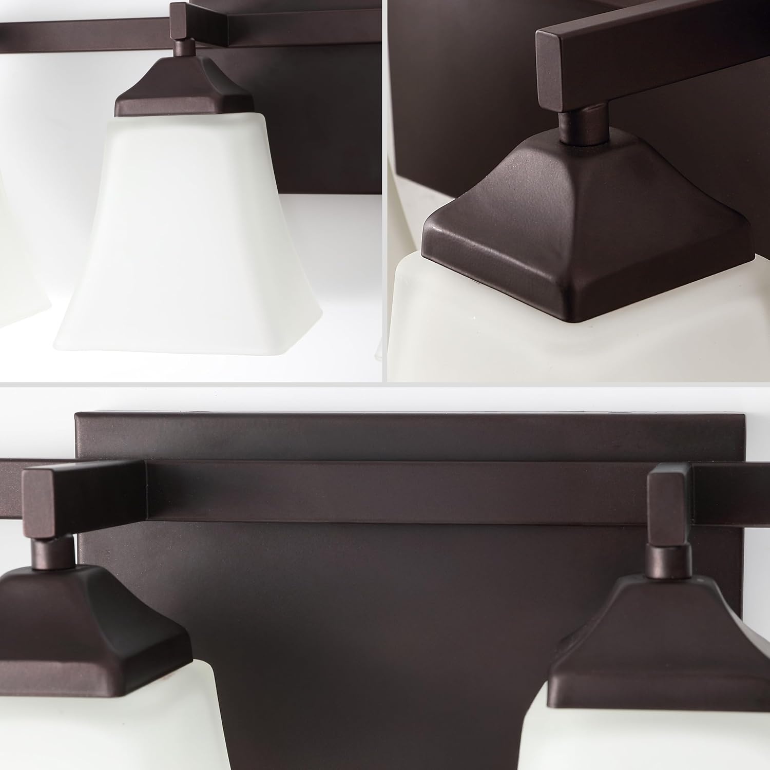 image:imageJONATHAN Y 395 Oil Rubbed Bronze White 6Light Metal Glass Rectangular Vanity Light Wall Sconce Traditional Transitional for Bathroom with Frosted Glass Shade Damp Rated LED Bulbs Included JYL7623AOilRubbed Bronze