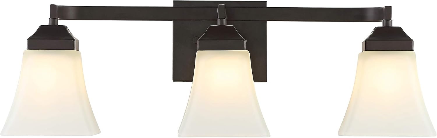 image:imageJONATHAN Y 395 Oil Rubbed Bronze White 6Light Metal Glass Rectangular Vanity Light Wall Sconce Traditional Transitional for Bathroom with Frosted Glass Shade Damp Rated LED Bulbs Included JYL7623AOilRubbed Bronze