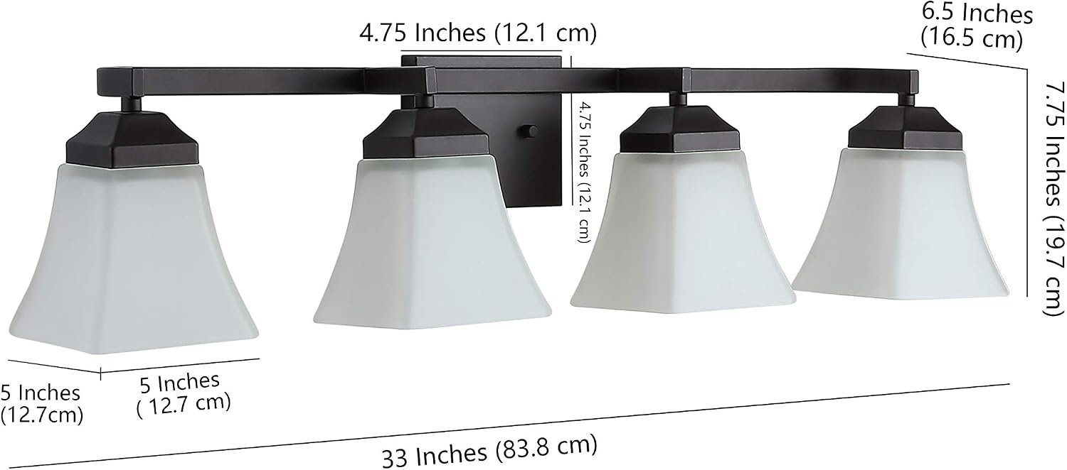 image:imageJONATHAN Y 395 Oil Rubbed Bronze White 6Light Metal Glass Rectangular Vanity Light Wall Sconce Traditional Transitional for Bathroom with Frosted Glass Shade Damp Rated LED Bulbs Included JYL7623AOilRubbed Bronze