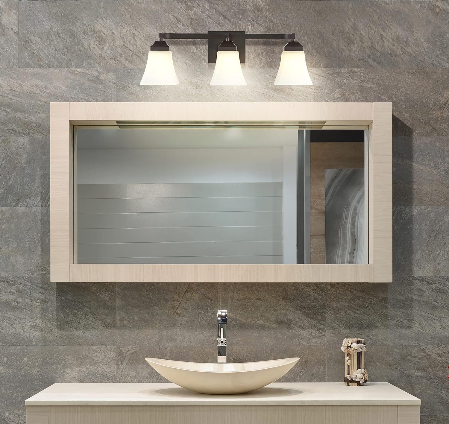 image:imageJONATHAN Y 395 Oil Rubbed Bronze White 6Light Metal Glass Rectangular Vanity Light Wall Sconce Traditional Transitional for Bathroom with Frosted Glass Shade Damp Rated LED Bulbs Included JYL7623AOilRubbed Bronze
