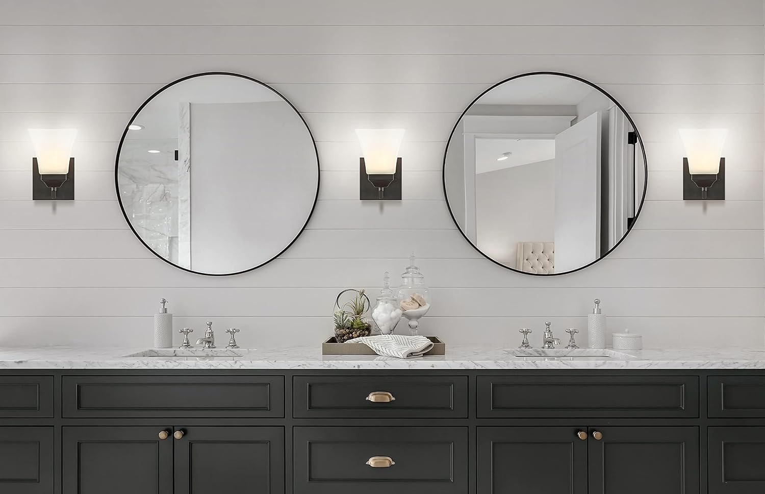image:imageJONATHAN Y 395 Oil Rubbed Bronze White 6Light Metal Glass Rectangular Vanity Light Wall Sconce Traditional Transitional for Bathroom with Frosted Glass Shade Damp Rated LED Bulbs Included JYL7623AOilRubbed Bronze
