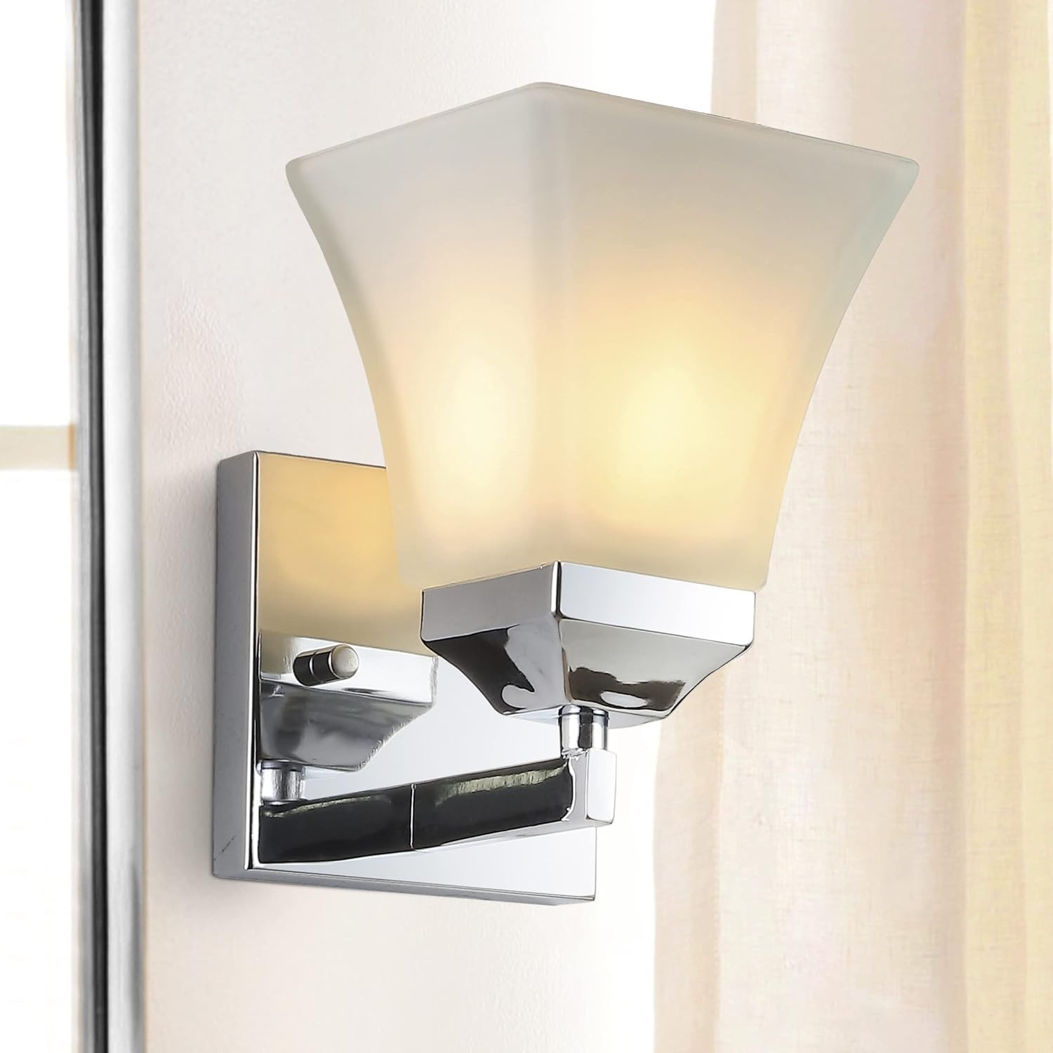 image:imageJONATHAN Y 395 Oil Rubbed Bronze White 6Light Metal Glass Rectangular Vanity Light Wall Sconce Traditional Transitional for Bathroom with Frosted Glass Shade Damp Rated LED Bulbs Included JYL7623AChrome