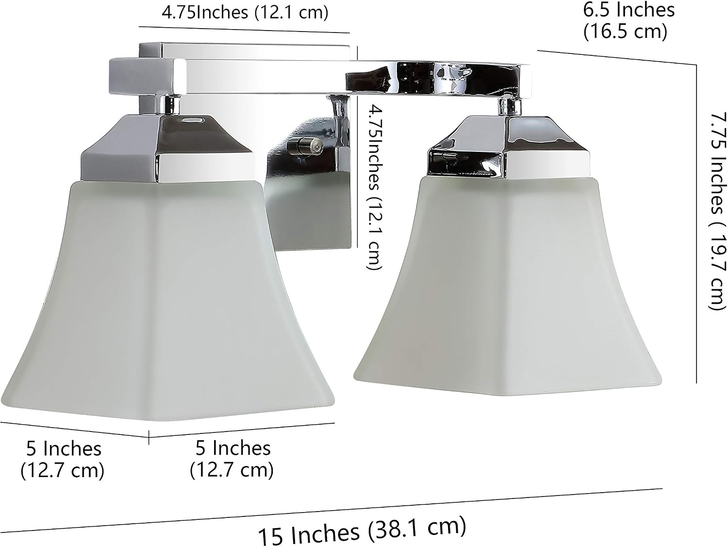 image:imageJONATHAN Y 395 Oil Rubbed Bronze White 6Light Metal Glass Rectangular Vanity Light Wall Sconce Traditional Transitional for Bathroom with Frosted Glass Shade Damp Rated LED Bulbs Included JYL7623AChrome