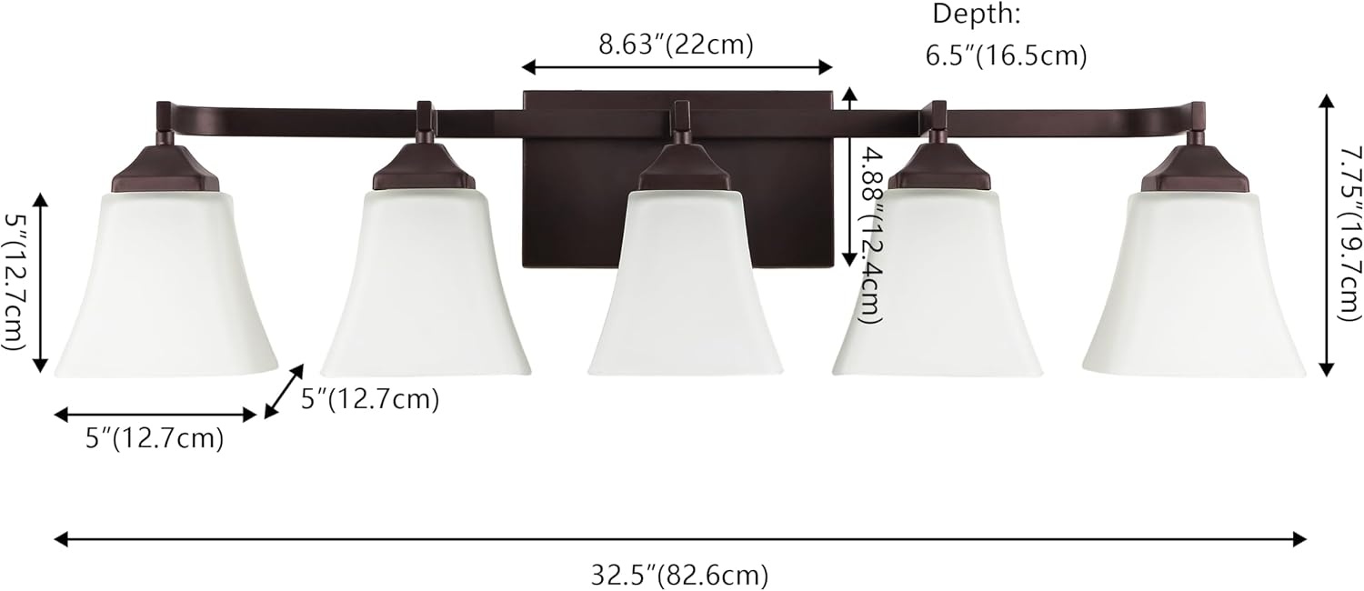 image:imageJONATHAN Y 395 Oil Rubbed Bronze White 6Light Metal Glass Rectangular Vanity Light Wall Sconce Traditional Transitional for Bathroom with Frosted Glass Shade Damp Rated LED Bulbs Included JYL7623AOilRubbed Bronze