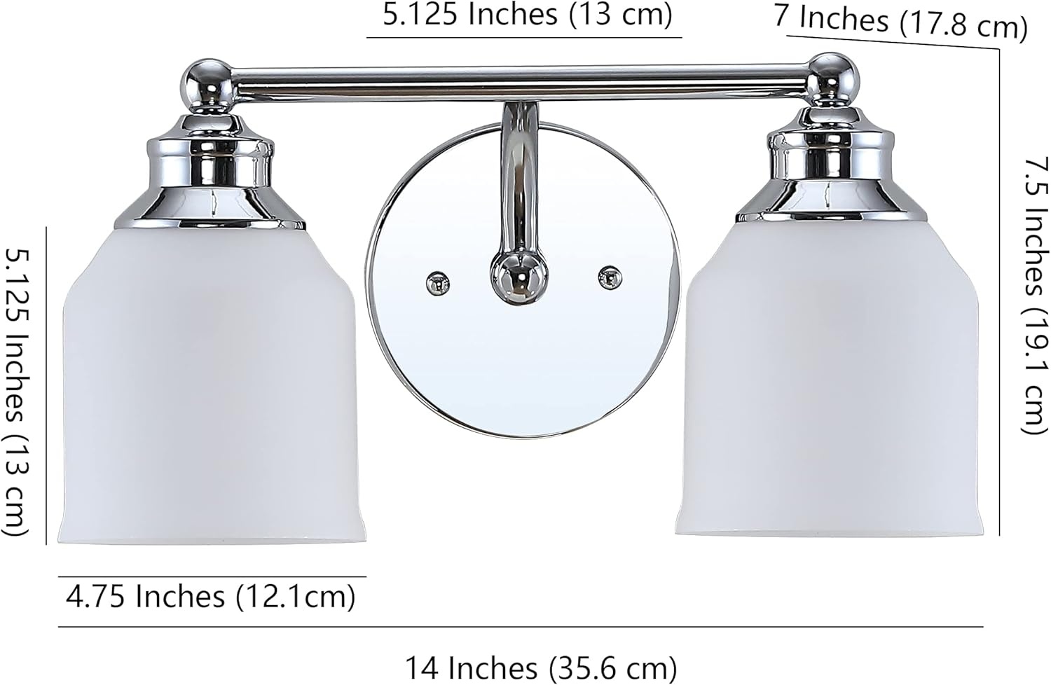 image:imageJONATHAN Y 513 Oil Rubbed Bronze White 1Light Metal Glass Candlestick Vanity Light Wall Sconce Farmhouse Transitional for Bathroom with Frosted Glass Shade LED Bulb Included JYL7549BChrome