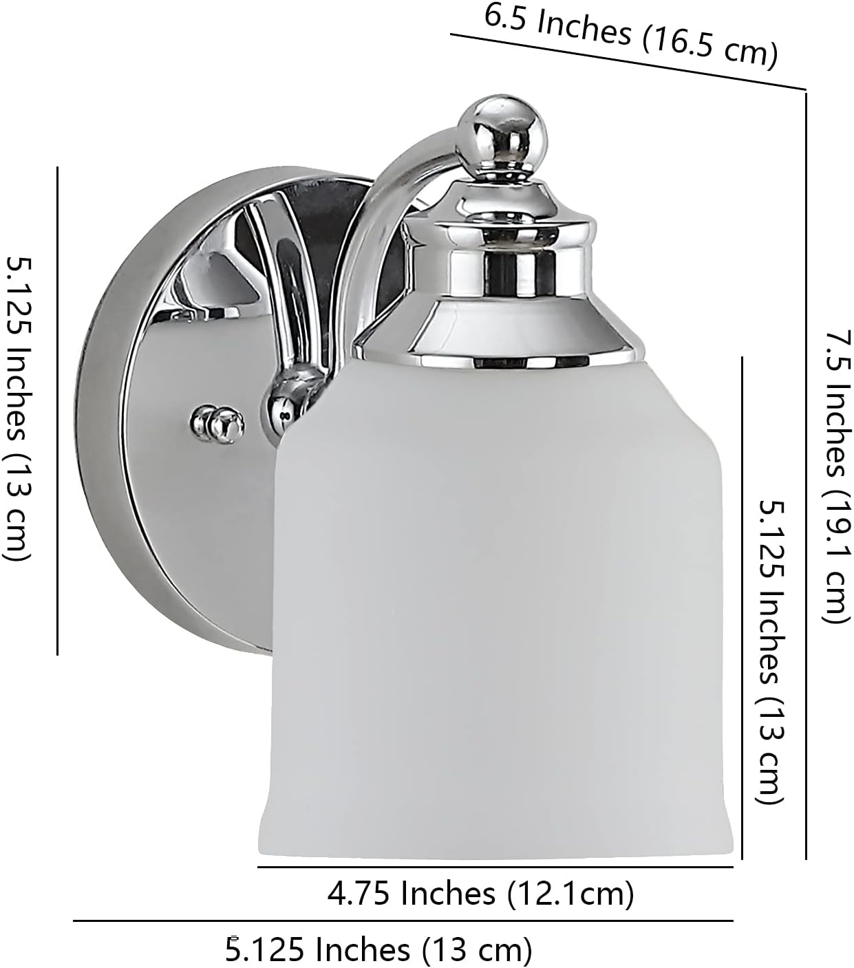 image:imageJONATHAN Y 513 Oil Rubbed Bronze White 1Light Metal Glass Candlestick Vanity Light Wall Sconce Farmhouse Transitional for Bathroom with Frosted Glass Shade LED Bulb Included JYL7549BChrome