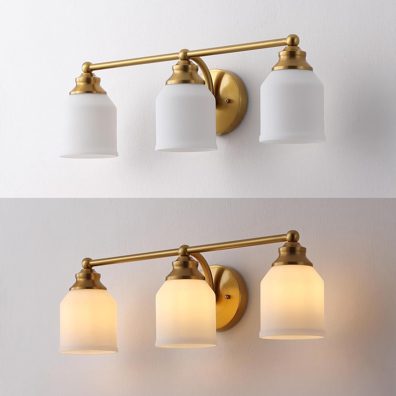 image:imageJONATHAN Y 513 Oil Rubbed Bronze White 1Light Metal Glass Candlestick Vanity Light Wall Sconce Farmhouse Transitional for Bathroom with Frosted Glass Shade LED Bulb Included JYL7549BBrass GoldWhite