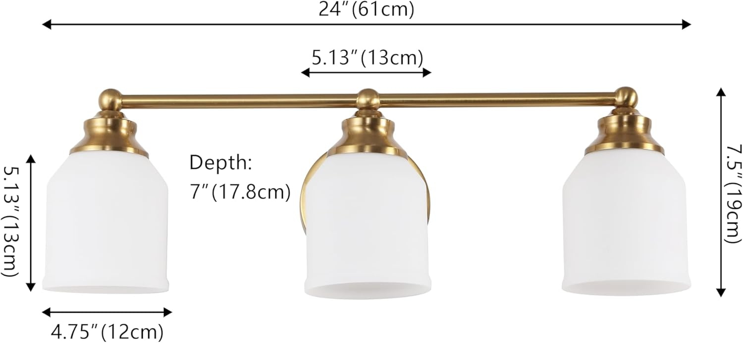 image:imageJONATHAN Y 513 Oil Rubbed Bronze White 1Light Metal Glass Candlestick Vanity Light Wall Sconce Farmhouse Transitional for Bathroom with Frosted Glass Shade LED Bulb Included JYL7549BBrass GoldWhite