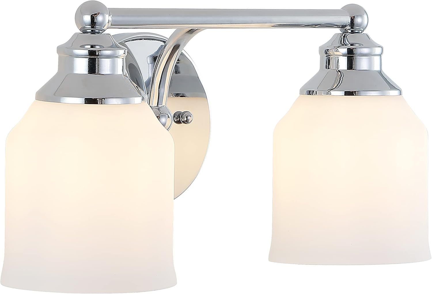 image:imageJONATHAN Y 513 Oil Rubbed Bronze White 1Light Metal Glass Candlestick Vanity Light Wall Sconce Farmhouse Transitional for Bathroom with Frosted Glass Shade LED Bulb Included JYL7549BChrome