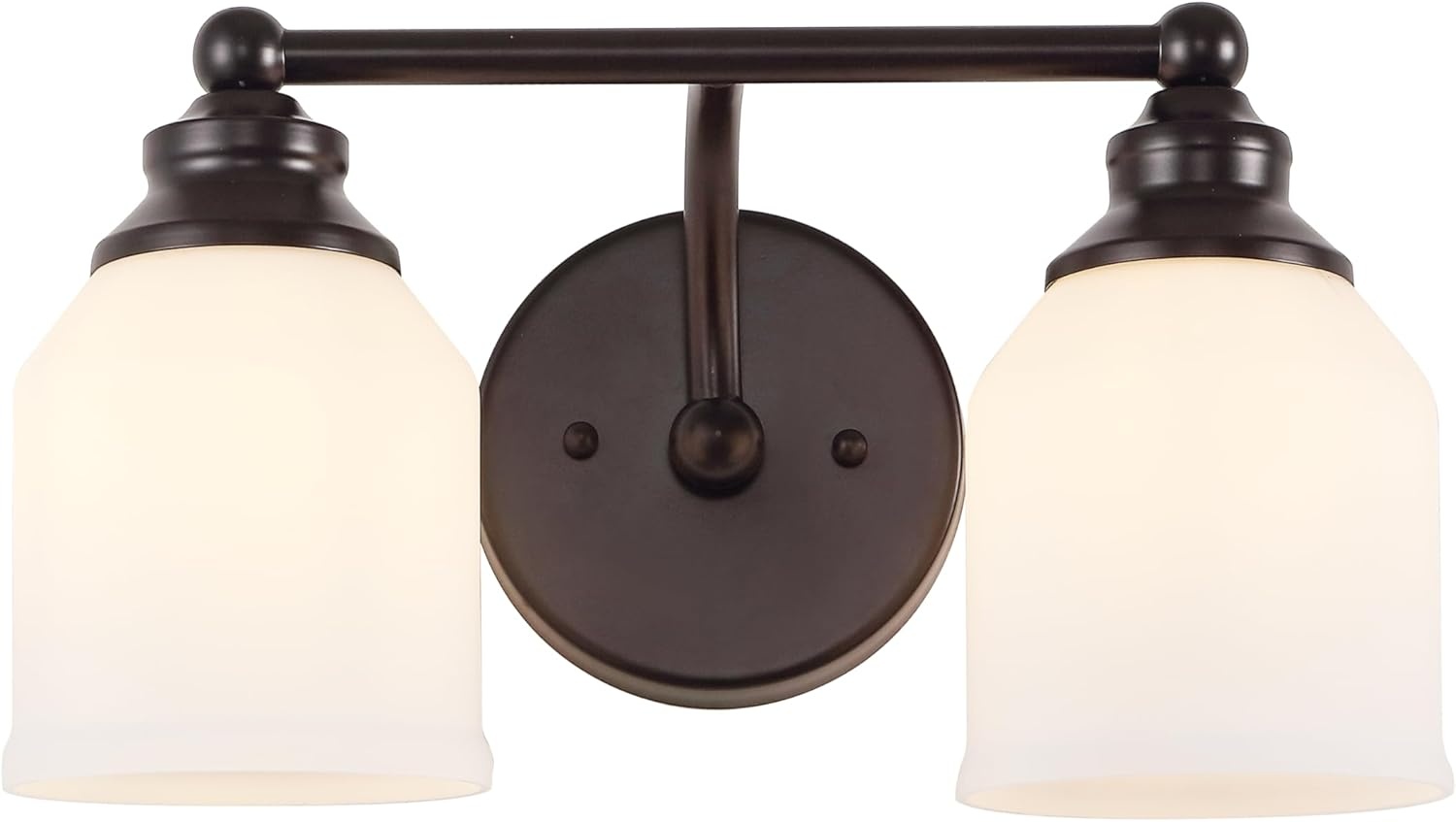 image:imageJONATHAN Y 513 Oil Rubbed Bronze White 1Light Metal Glass Candlestick Vanity Light Wall Sconce Farmhouse Transitional for Bathroom with Frosted Glass Shade LED Bulb Included JYL7549BOil Rubbed BronzeWhite